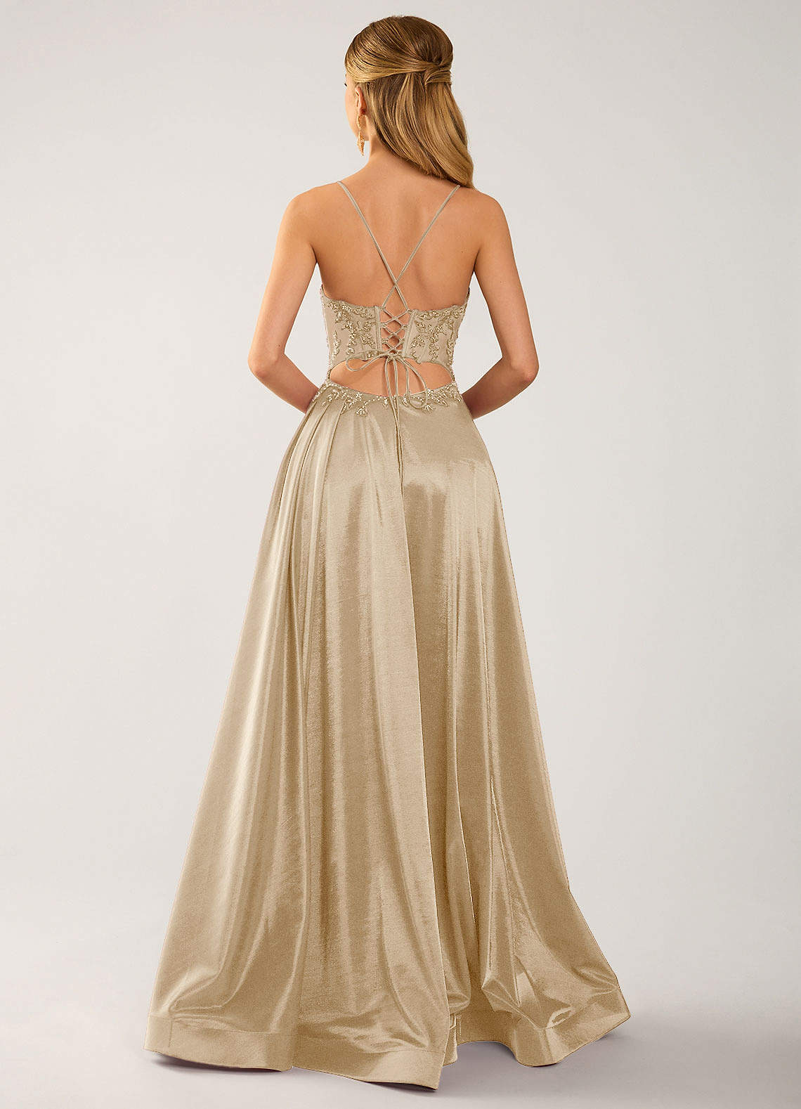 Isoldemark A-Line Sweetheart Satin Evening Dress in champagne