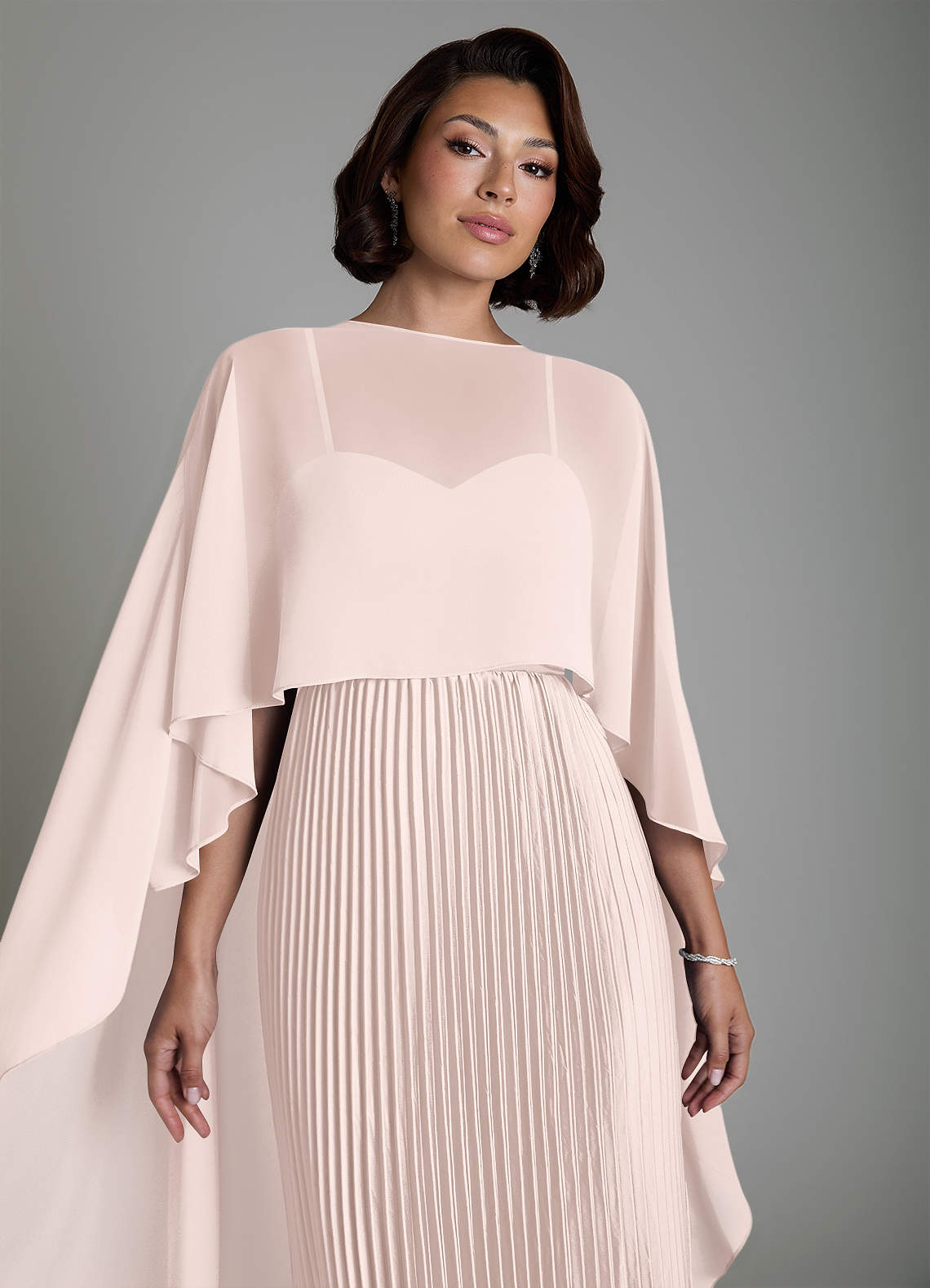 Micah A-Line Sweetheart Stretch Satin and Chiffon Bridesmaid Dress in Blushing Pink