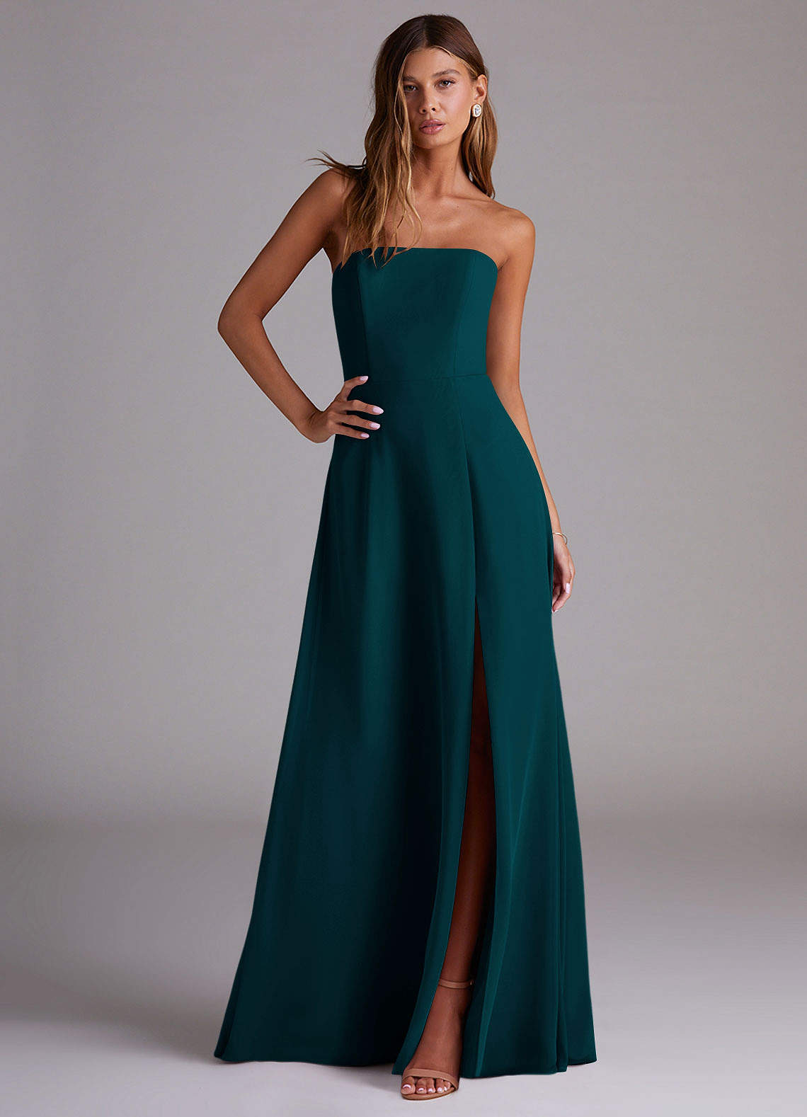 Wren A-Line Straight-Neck Chiffon Bridesmaid Dress in Pine