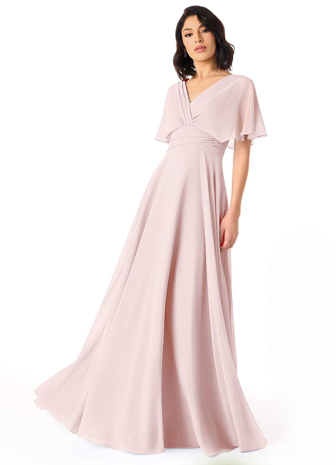 Pamela A-Line V-Neck Chiffon Bridesmaid Dress in Blushing Pink