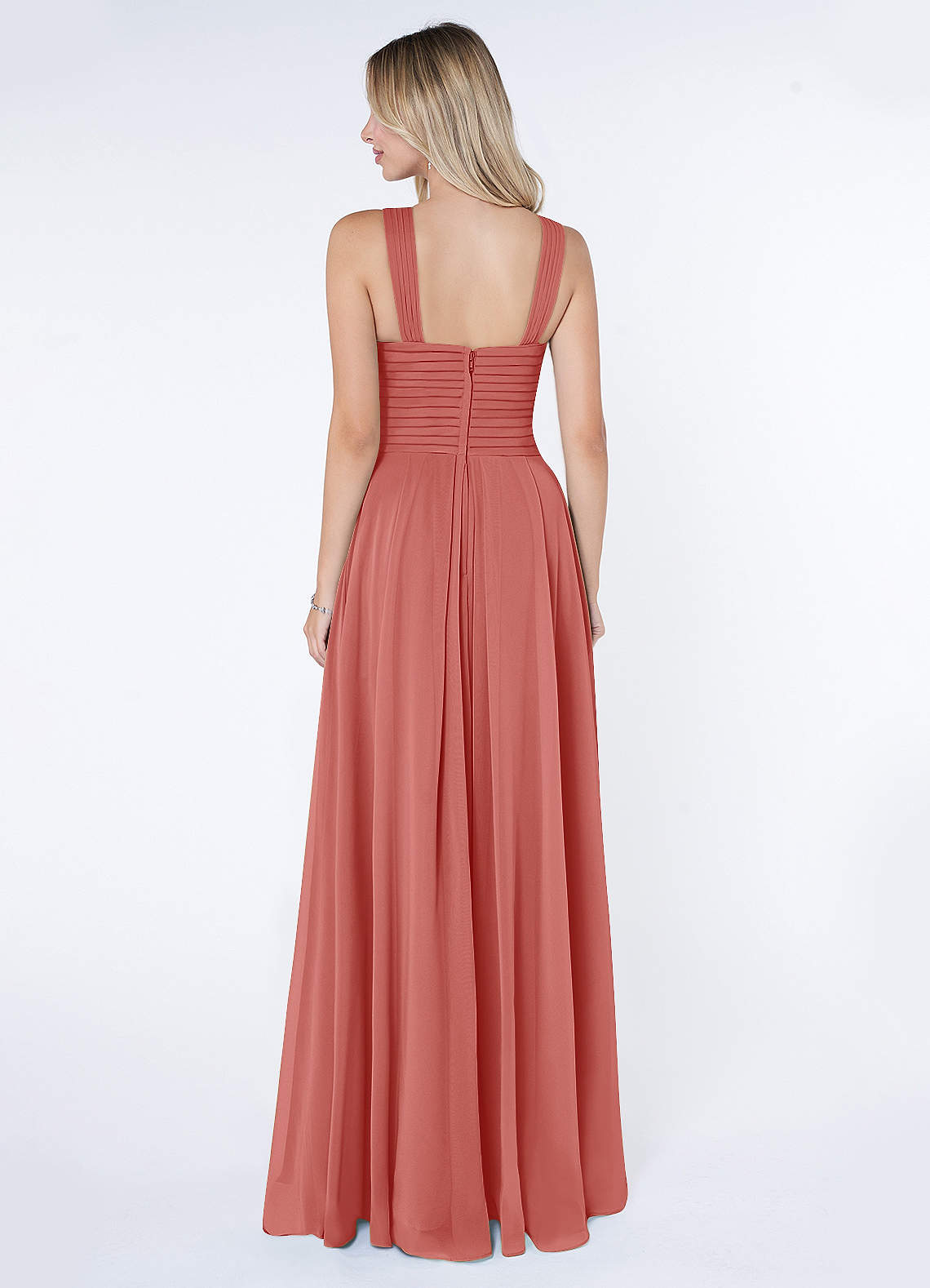 Kaleigh A-Line Halter Chiffon Bridesmaid Dress in Antique Rose