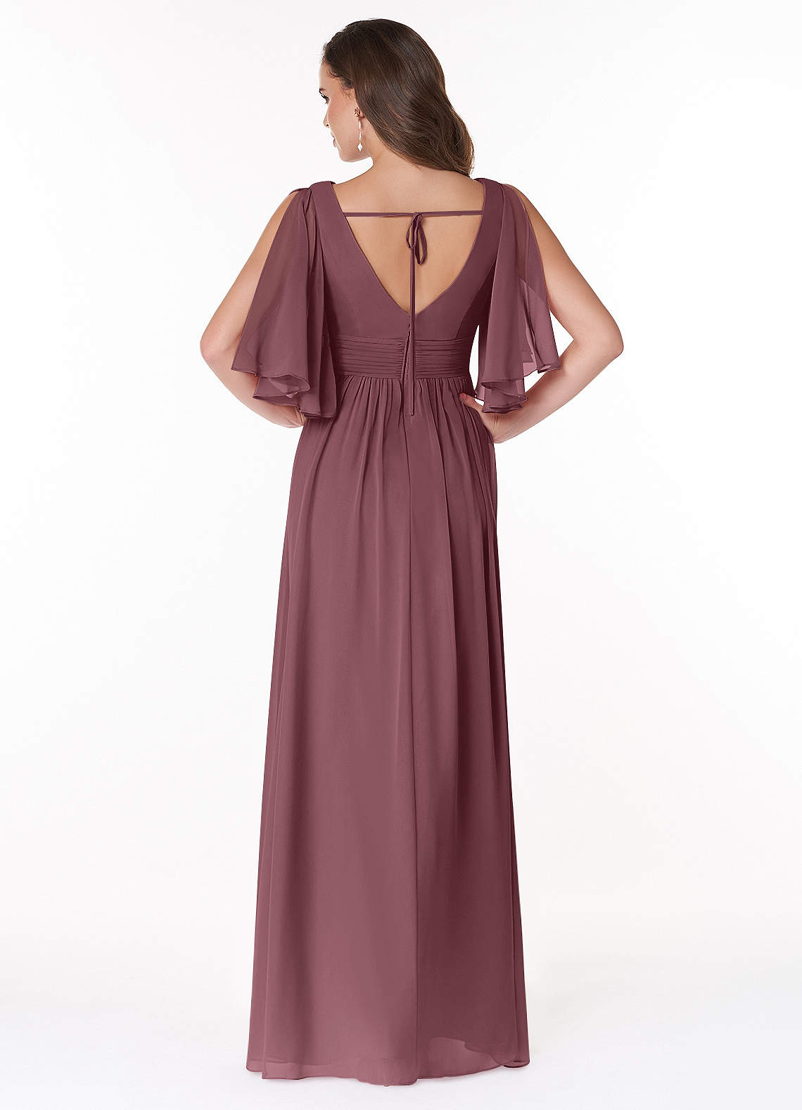 Temeka A-Line V-Neck Chiffon Bridesmaid Dress in Sangria