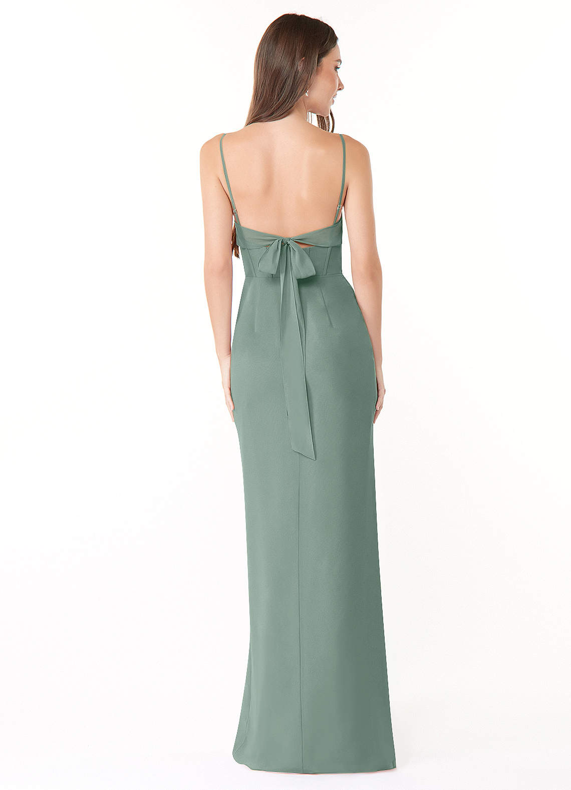 Mai Sheath Cowl-Neck Chiffon Bridesmaid Dress in Silver Sage
