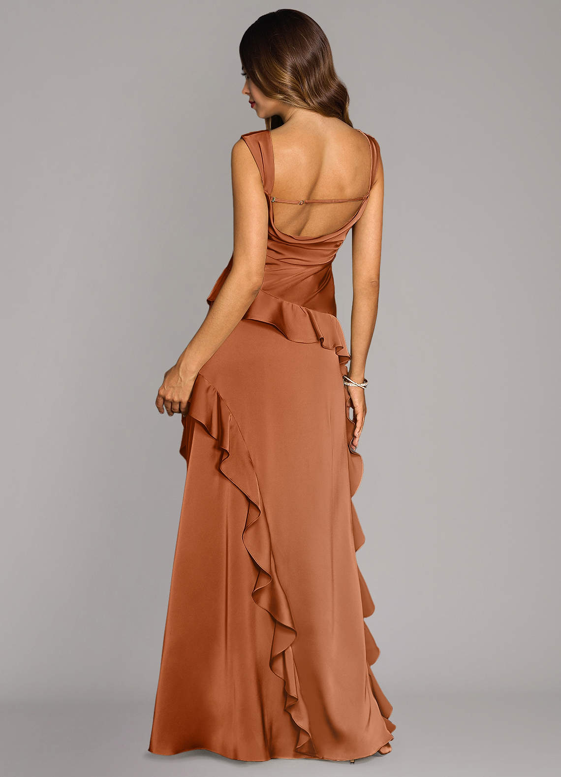 Sloane A-Line Sweetheart Stretch Satin Bridesmaid Dress in Copper
