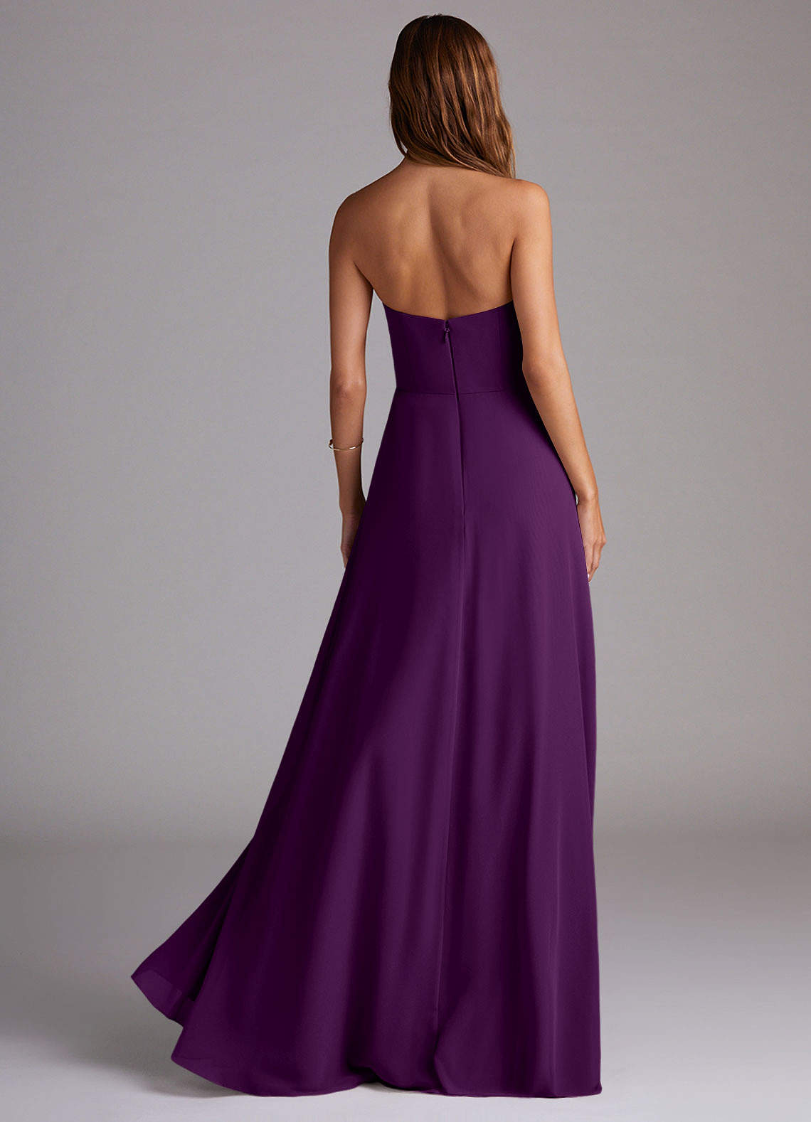 Wren A-Line Straight-Neck Chiffon Bridesmaid Dress in Grape