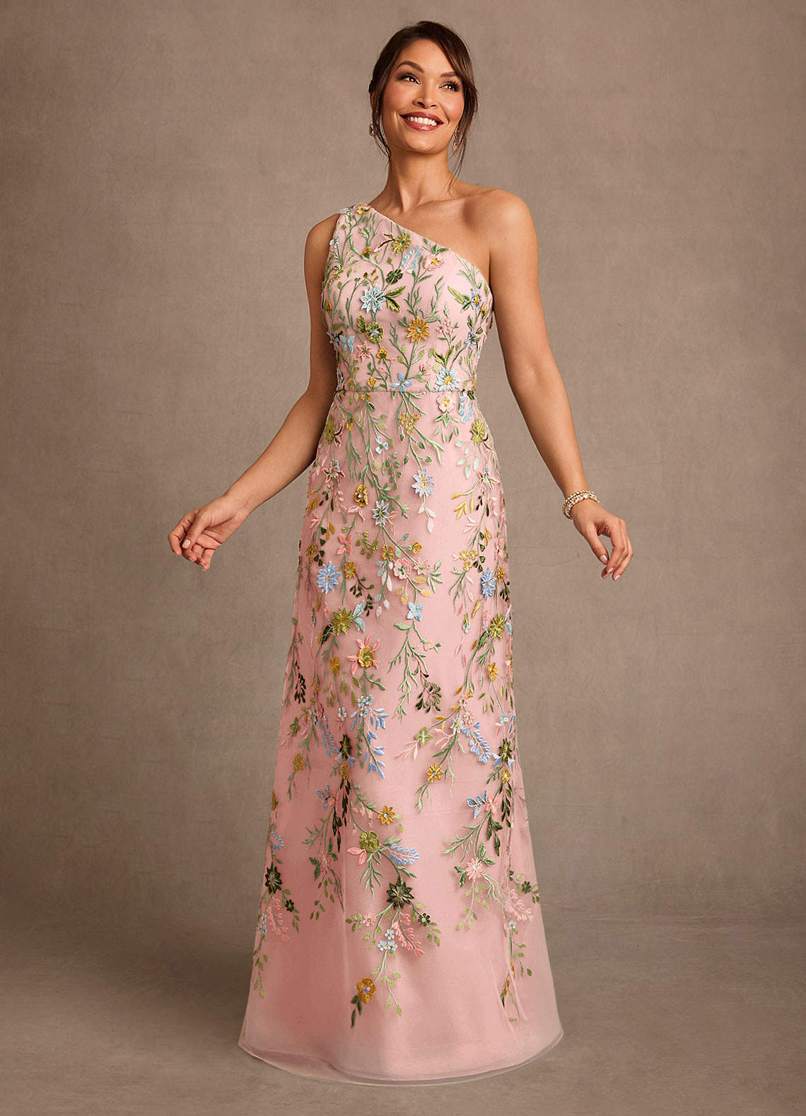 Bertie A-Line One-Shoulder Lace Mother of the Bride Dress in Rosette