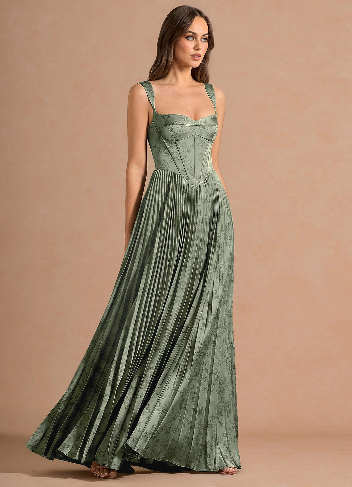 Isonelle A-Line Sweetheart Jacquard Wedding Guest Dress in Sage Blue