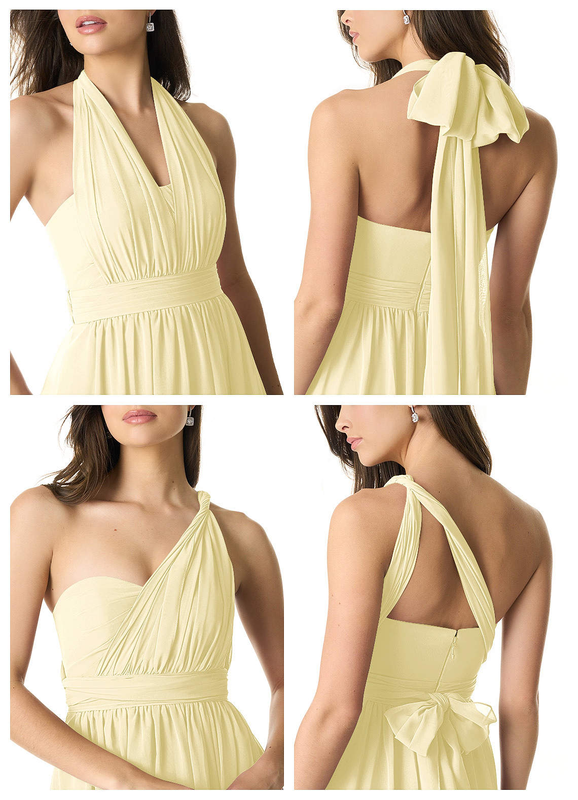 Olani A-Line V-Neck Chiffon Bridesmaid Dress in Lemon Sorbet