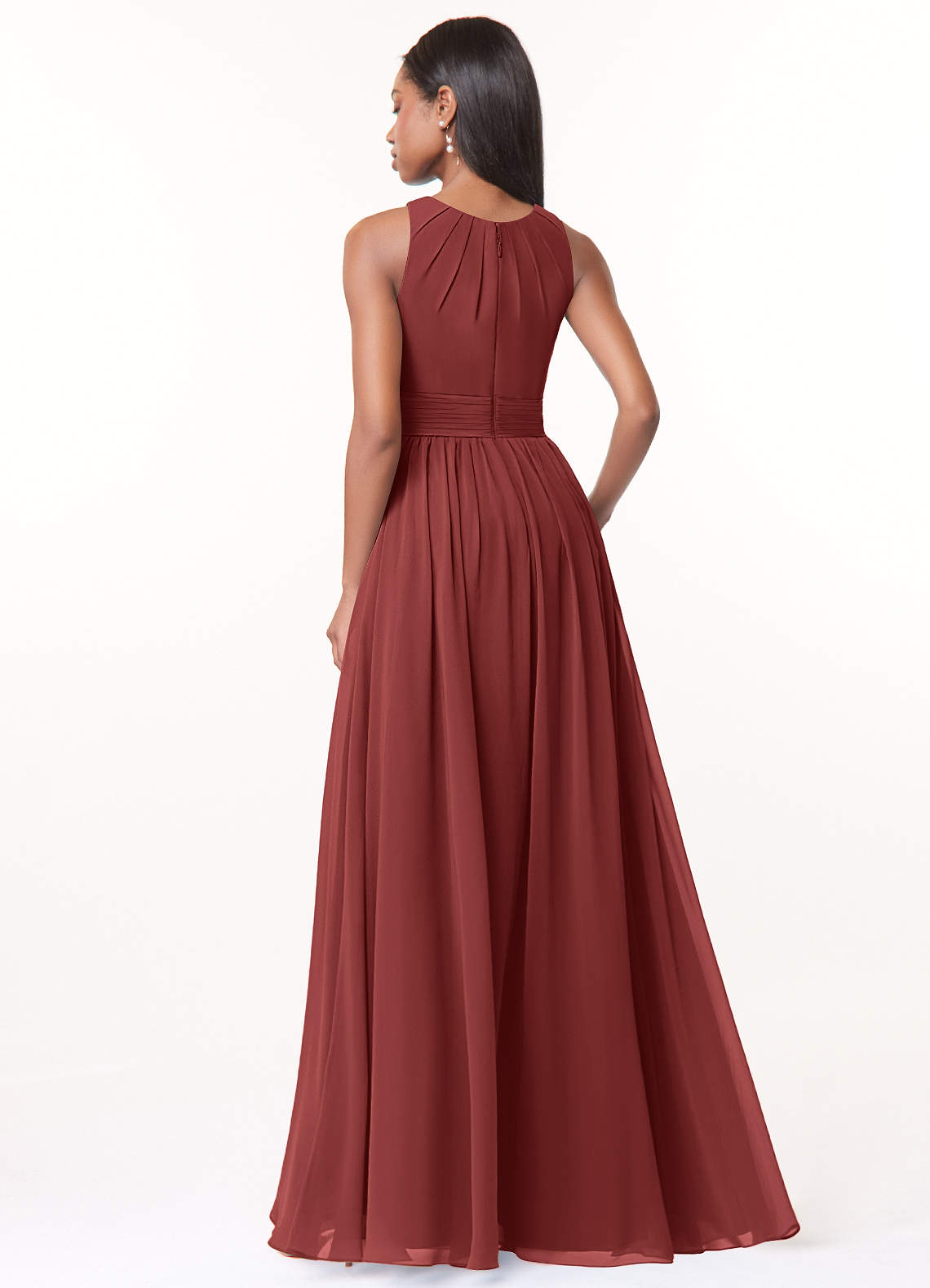 Harper A-Line Scoop-Neck Chiffon Bridesmaid Dress in Terracotta