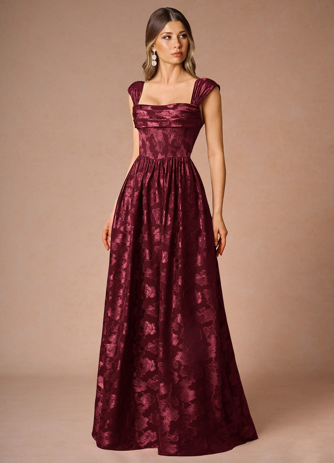 Hazel A-Line Cowl-Neck Fil Coupé Wedding Guest Dress in Lemon Sorbet