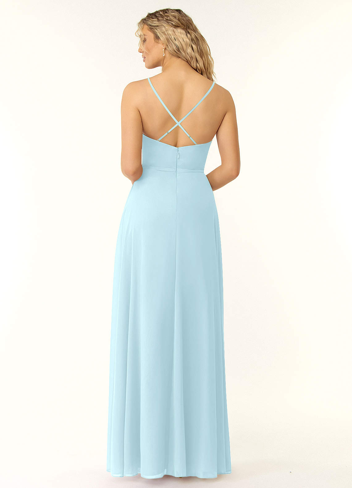 Naeem A-Line V-Neck Chiffon Bridesmaid Dress in Cloud Blue