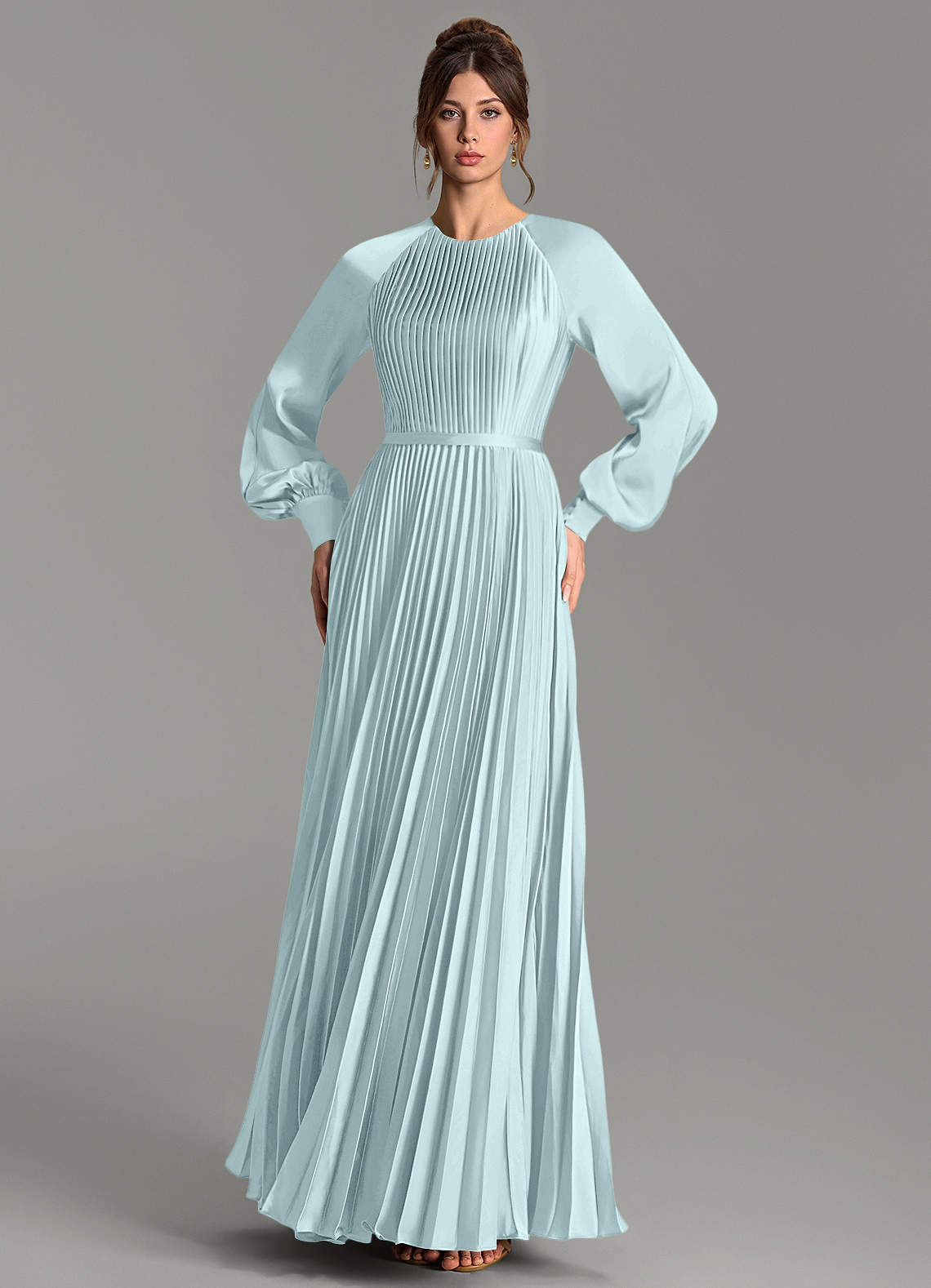 Grayson A-Line Scoop-Neck Stretch Satin Bridesmaid Dress in Sea Glass