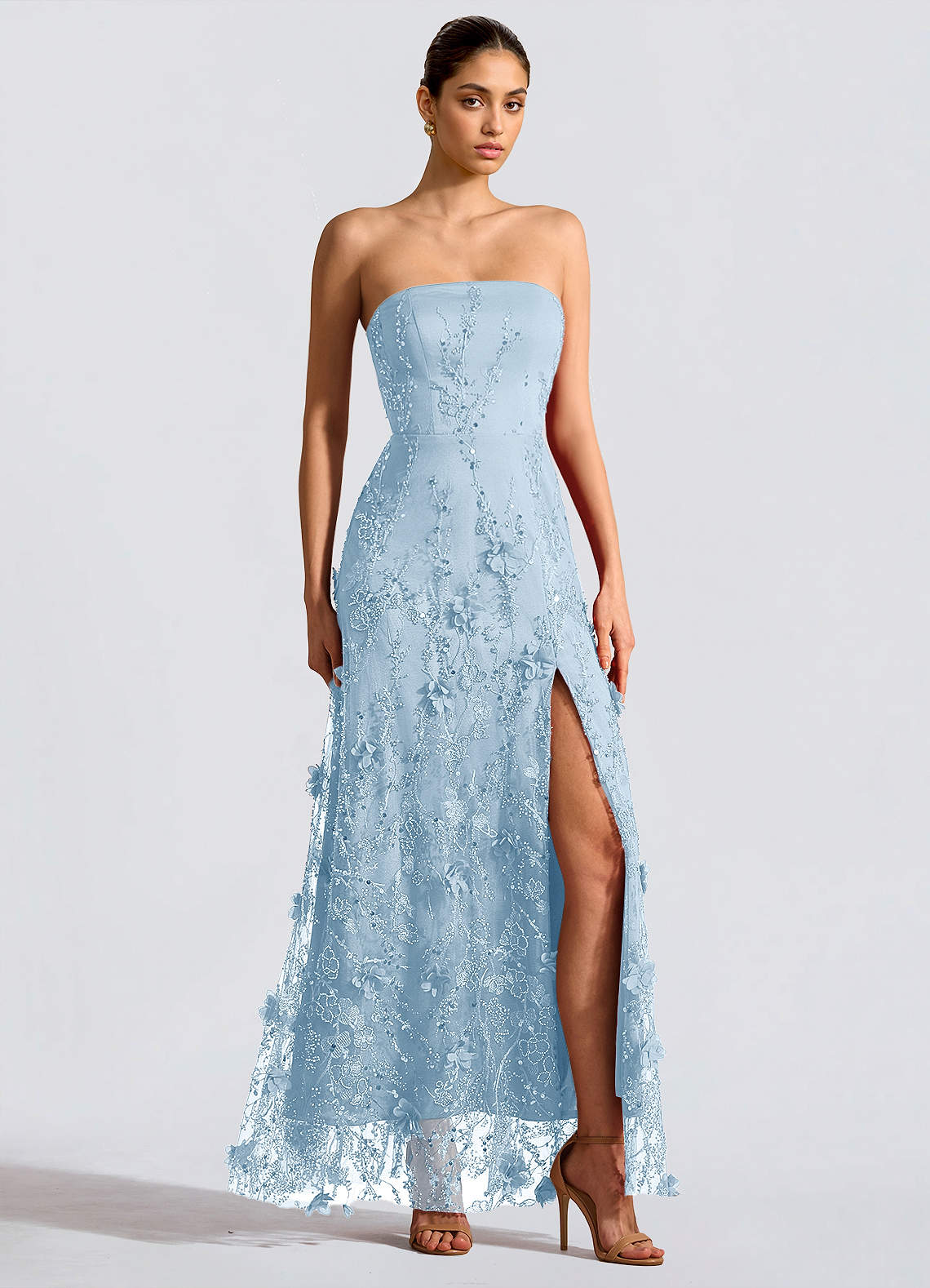 Fairuza A-Line Straight-Neck Tulle Wedding Guest Dress in Blue