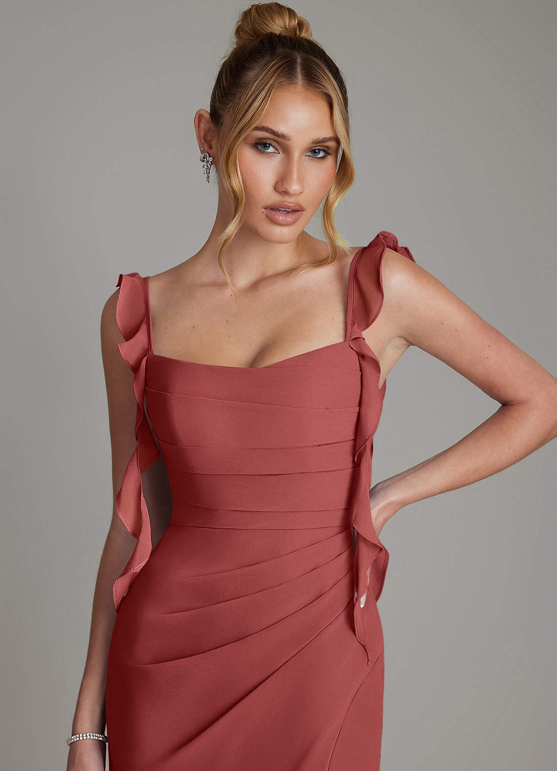 Jessamine Mermaid Sweetheart Chiffon Bridesmaid Dress in Terracotta
