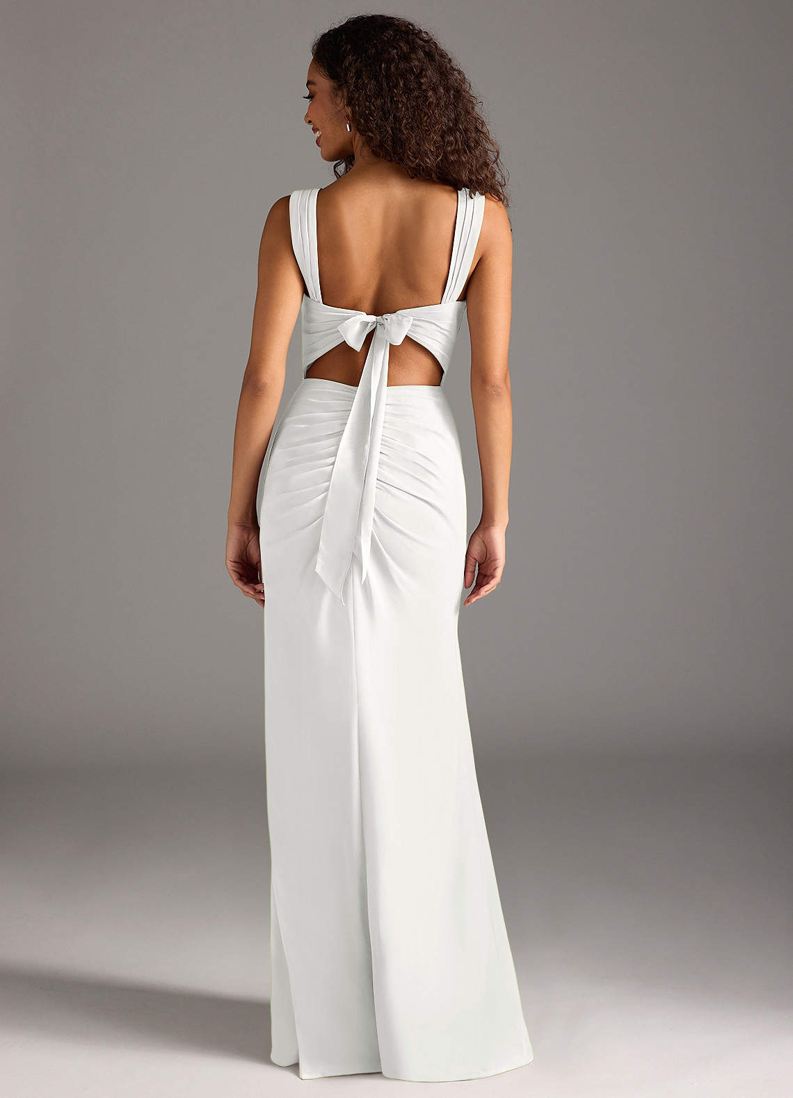 Jesaphine Sheath Square-Neck Chiffon Bridesmaid Dress in white