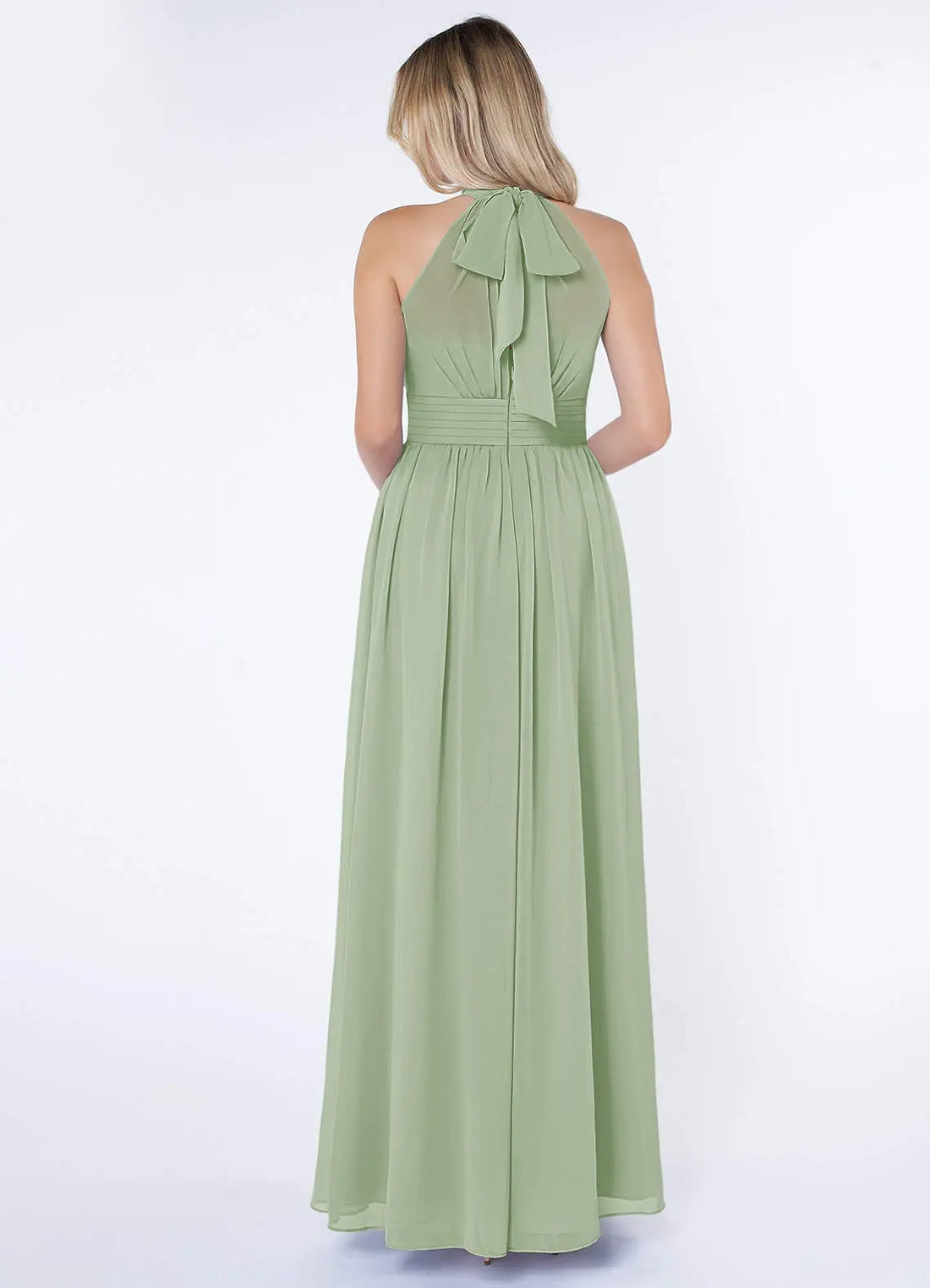 Iman A-Line Halter Chiffon Bridesmaid Dress in Dusty Sage