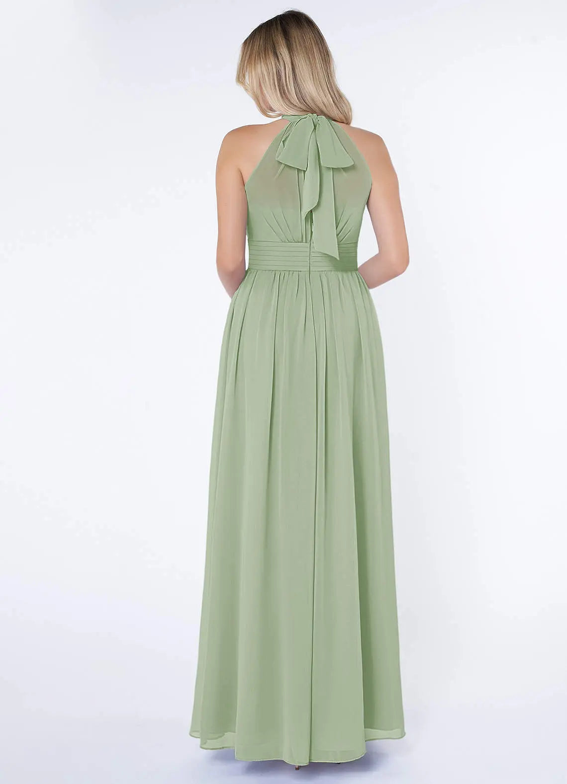 Iman A-Line Halter Chiffon Bridesmaid Dress in Dusty Sage