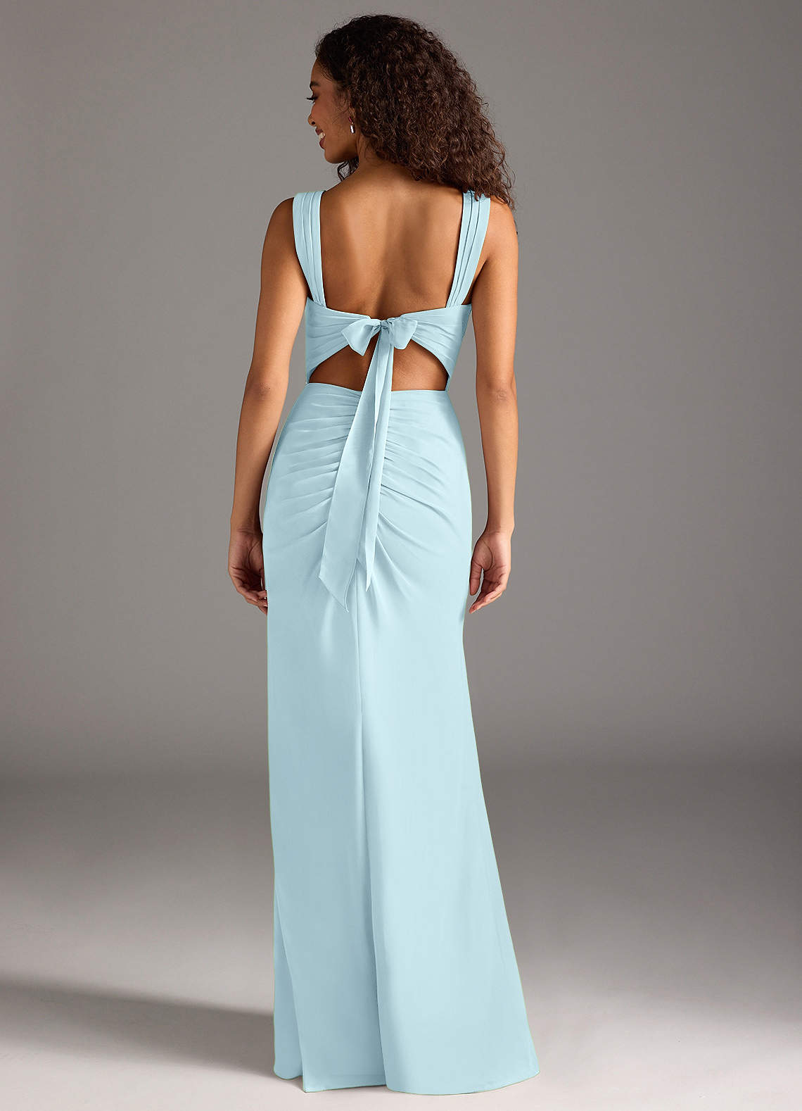 Jesaphine Sheath Square-Neck Chiffon Bridesmaid Dress in Cloud Blue