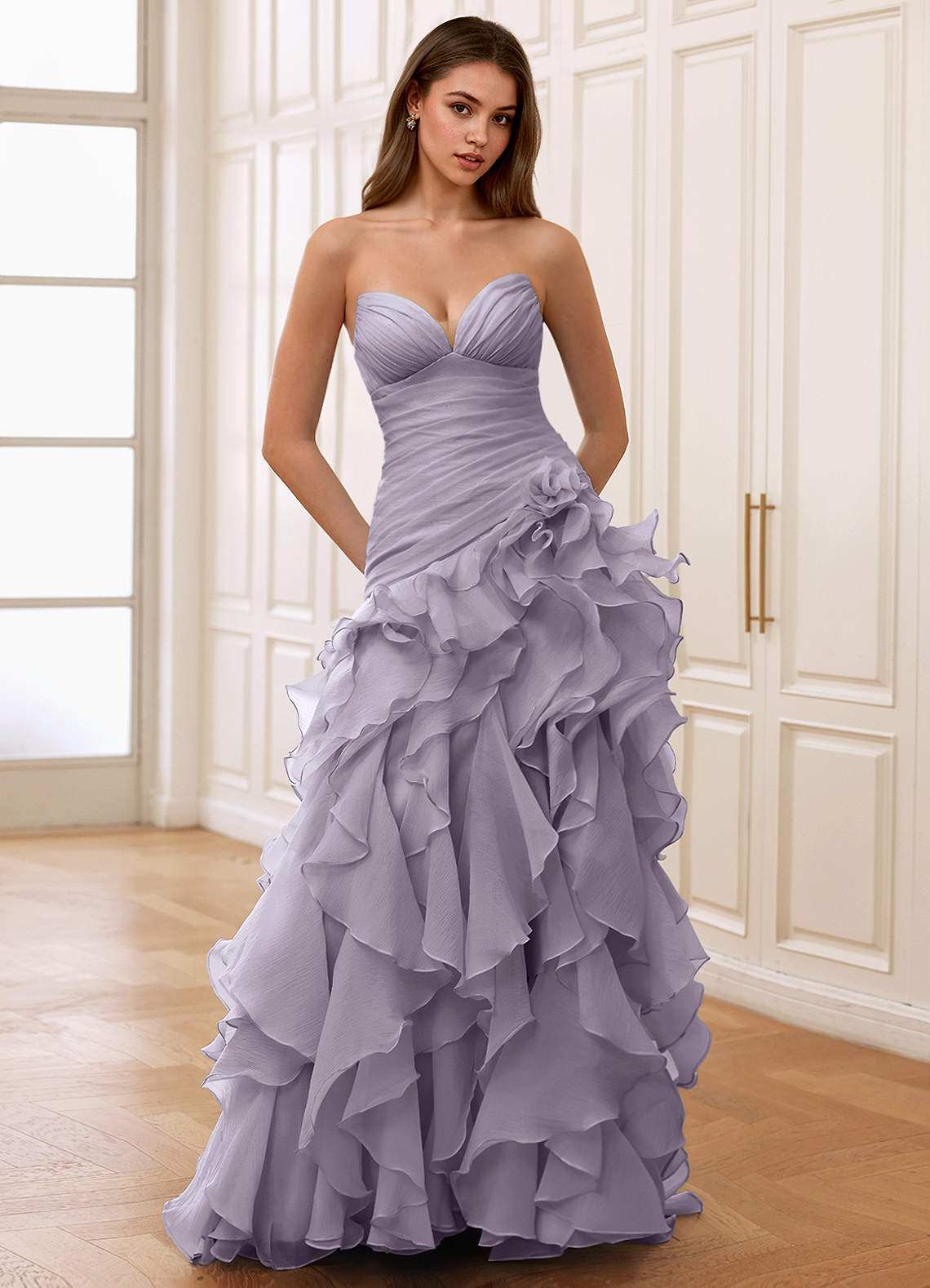 Christabelle Mermaid Sweetheart Chiffon Evening Dress in Wisteria
