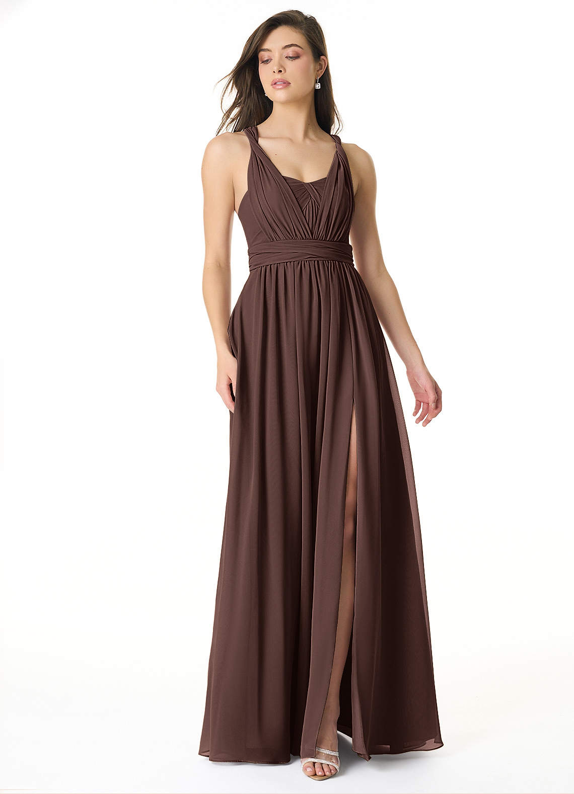 Olani A-Line V-Neck Chiffon Bridesmaid Dress in Ganache