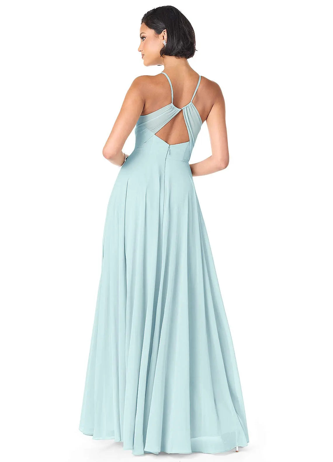 Avelina A-Line V-Neck Chiffon Bridesmaid Dress in Sea Glass