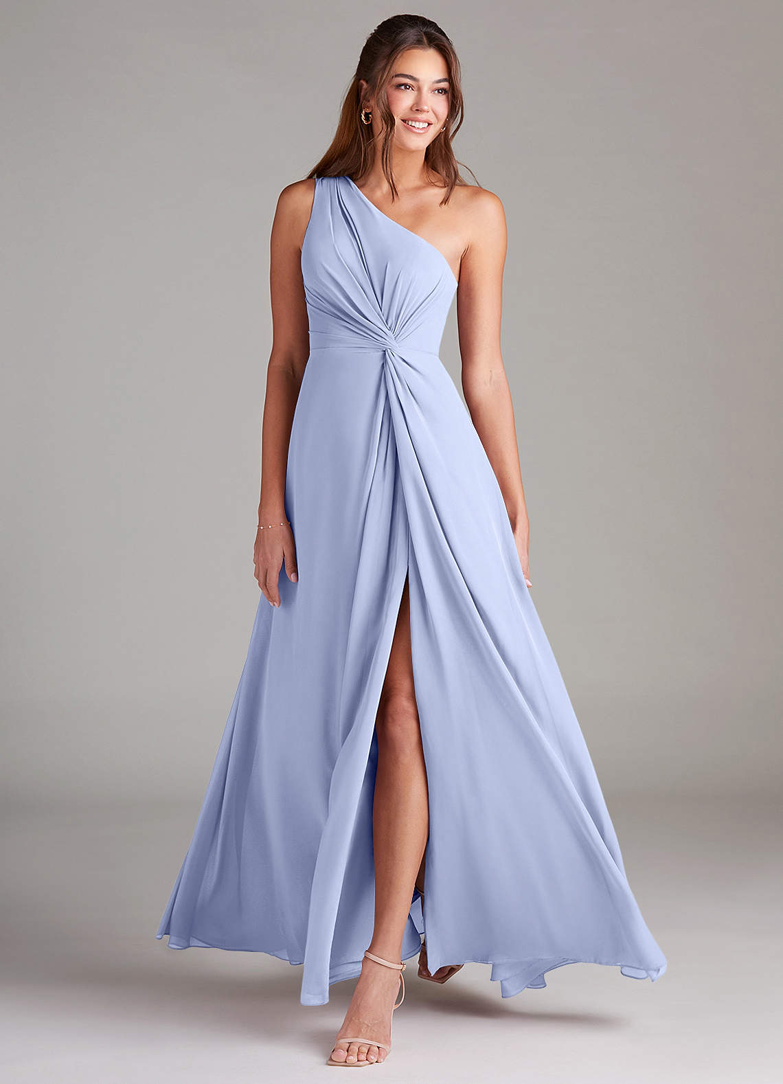 Brooke A-Line One-Shoulder Chiffon Bridesmaid Dress in Ice