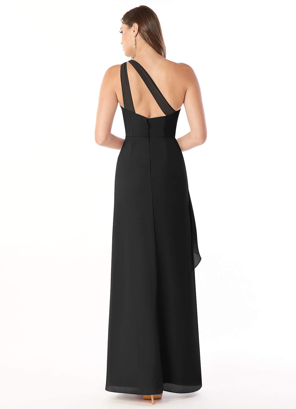Maive Sheath One-Shoulder Chiffon Bridesmaid Dress in black