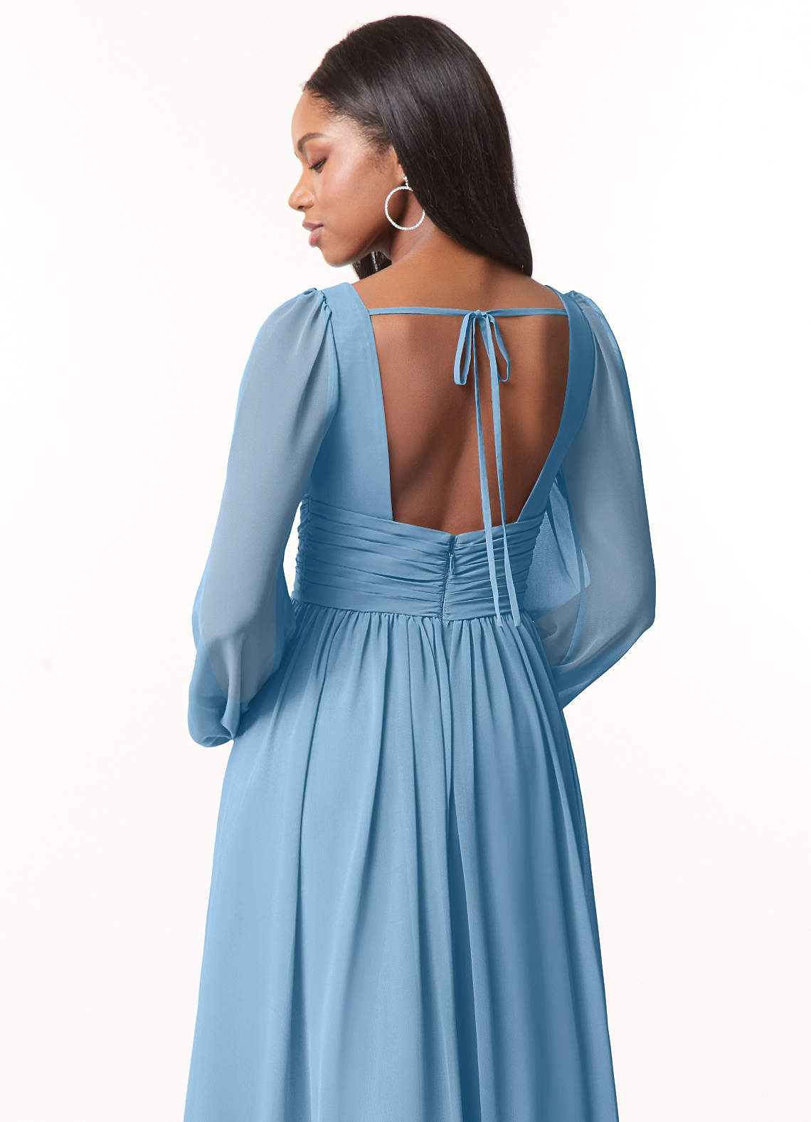 Norah A-Line V-Neck Chiffon Bridesmaid Dress in Steel Blue