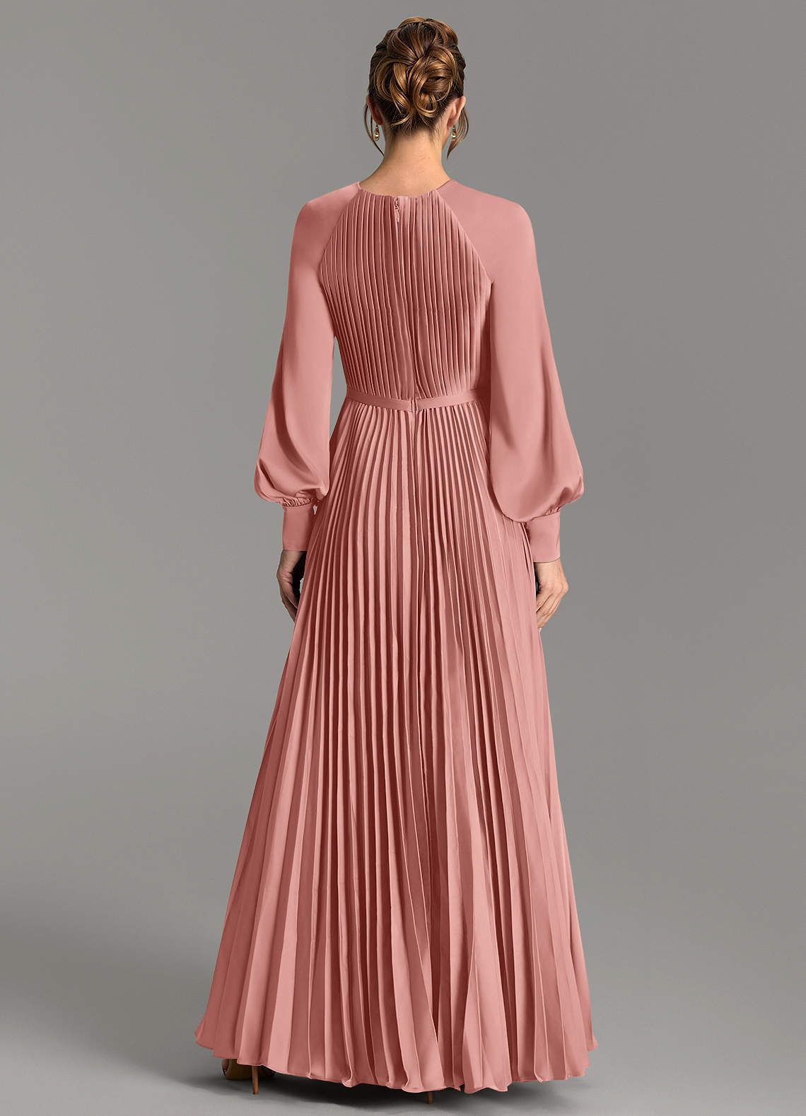 Grayson A-Line Scoop-Neck Stretch Satin Bridesmaid Dress in Rosette