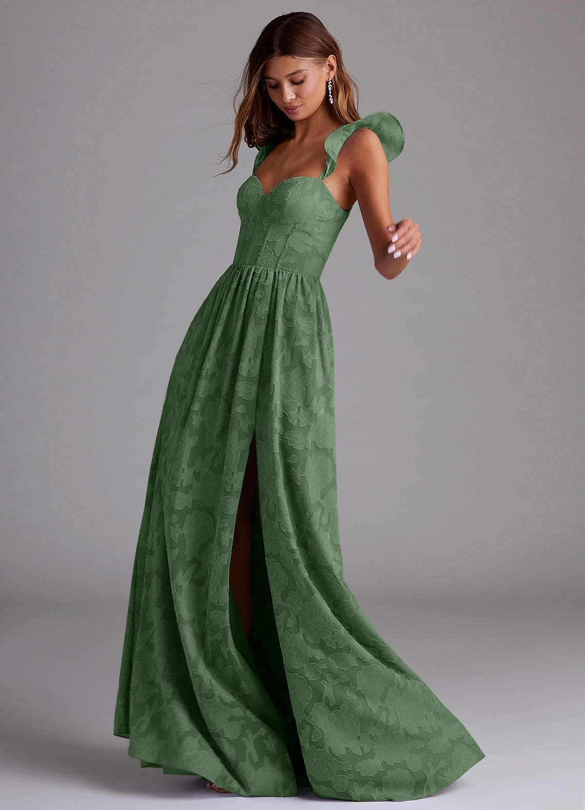 Denisse A-Line Sweetheart Floral Burnout Bridesmaid Dress in Eucalyptus
