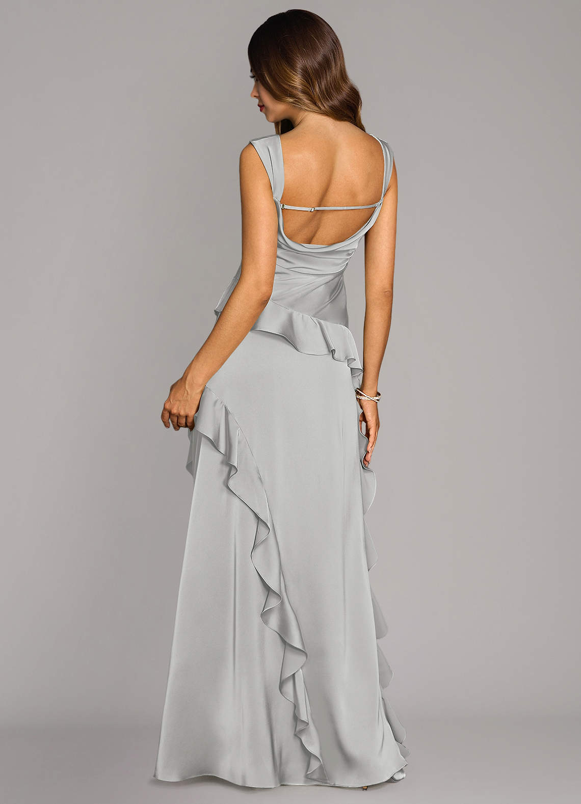 Sloane A-Line Sweetheart Stretch Satin Bridesmaid Dress in Silver