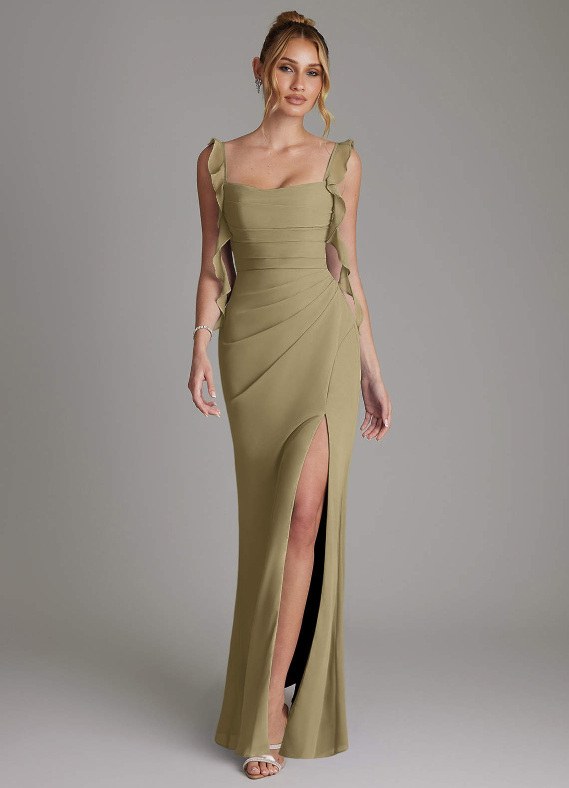 Jessamine Mermaid Sweetheart Chiffon Bridesmaid Dress in Moss Green