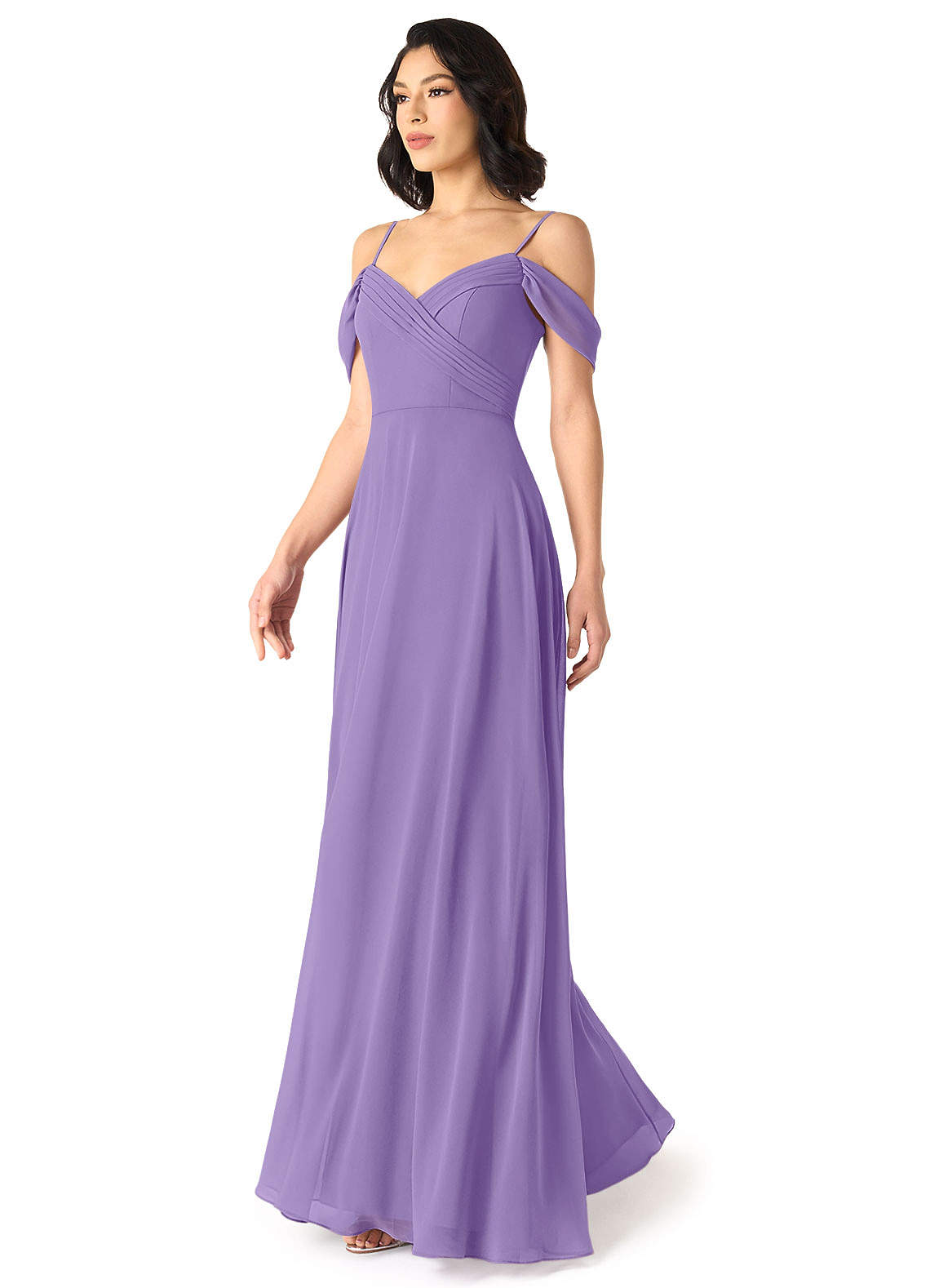Tancie A-Line Off-the-Shoulder Chiffon Bridesmaid Dress in Tahiti