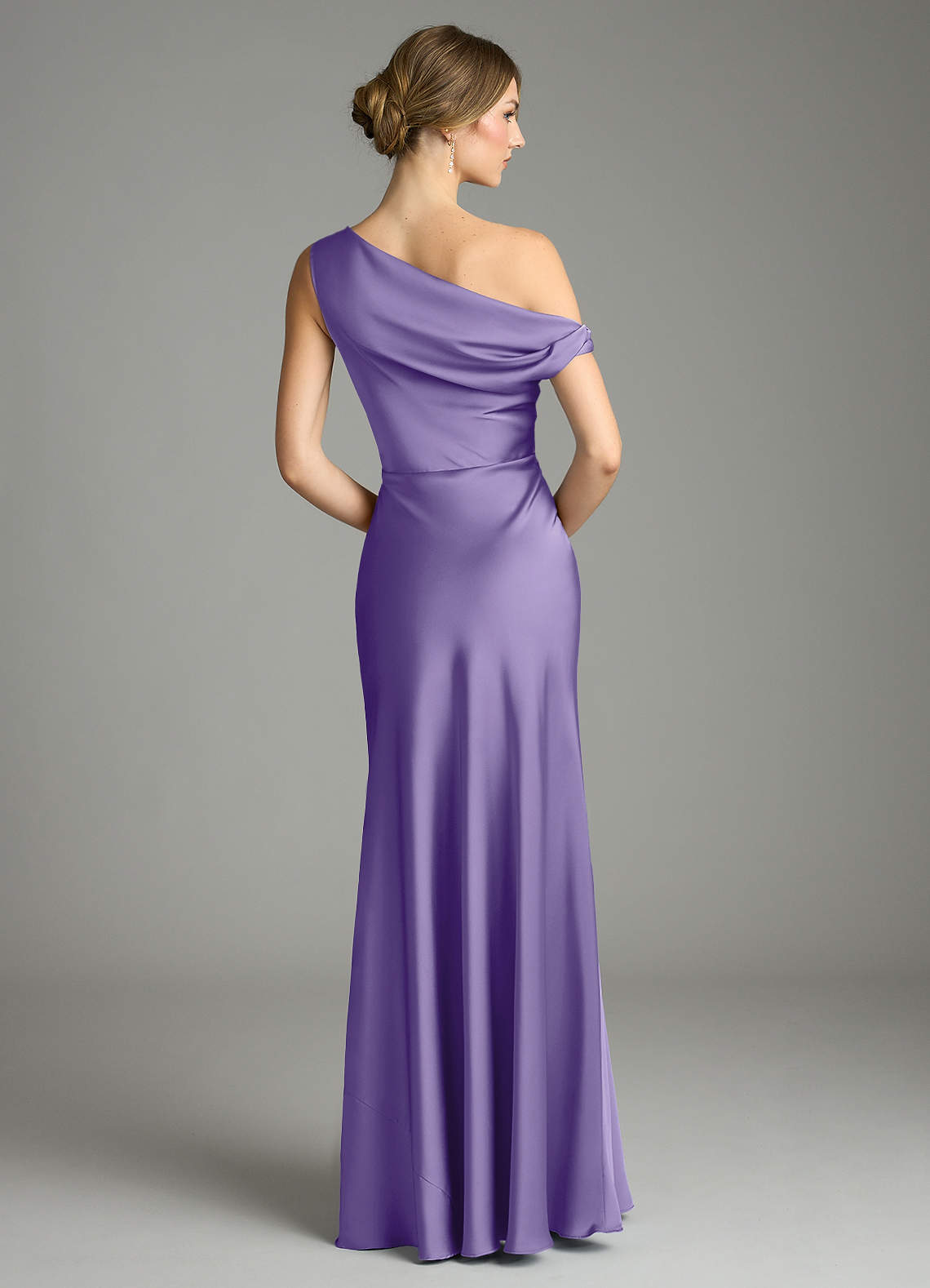 Emerson Mermaid One-Shoulder Stretch Satin Bridesmaid Dress in Tahiti