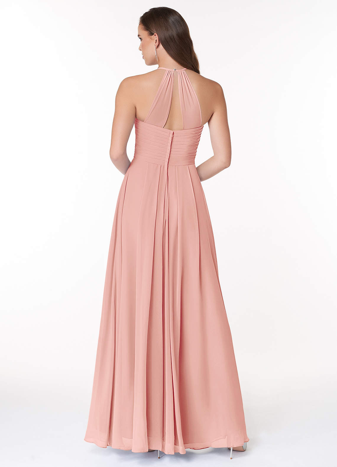 Ginger A-Line Halter Chiffon Bridesmaid Dress in Rosette