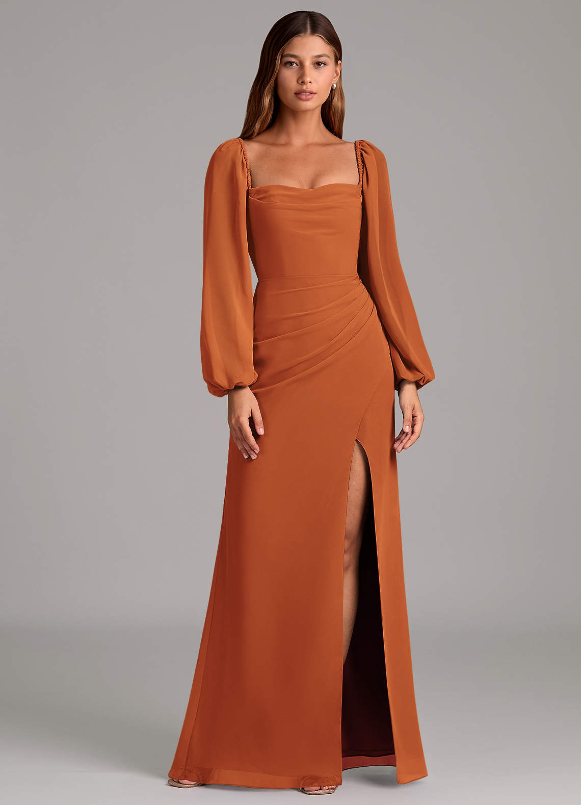 Brixley Mermaid Sweetheart Chiffon Bridesmaid Dress in Cinnamon