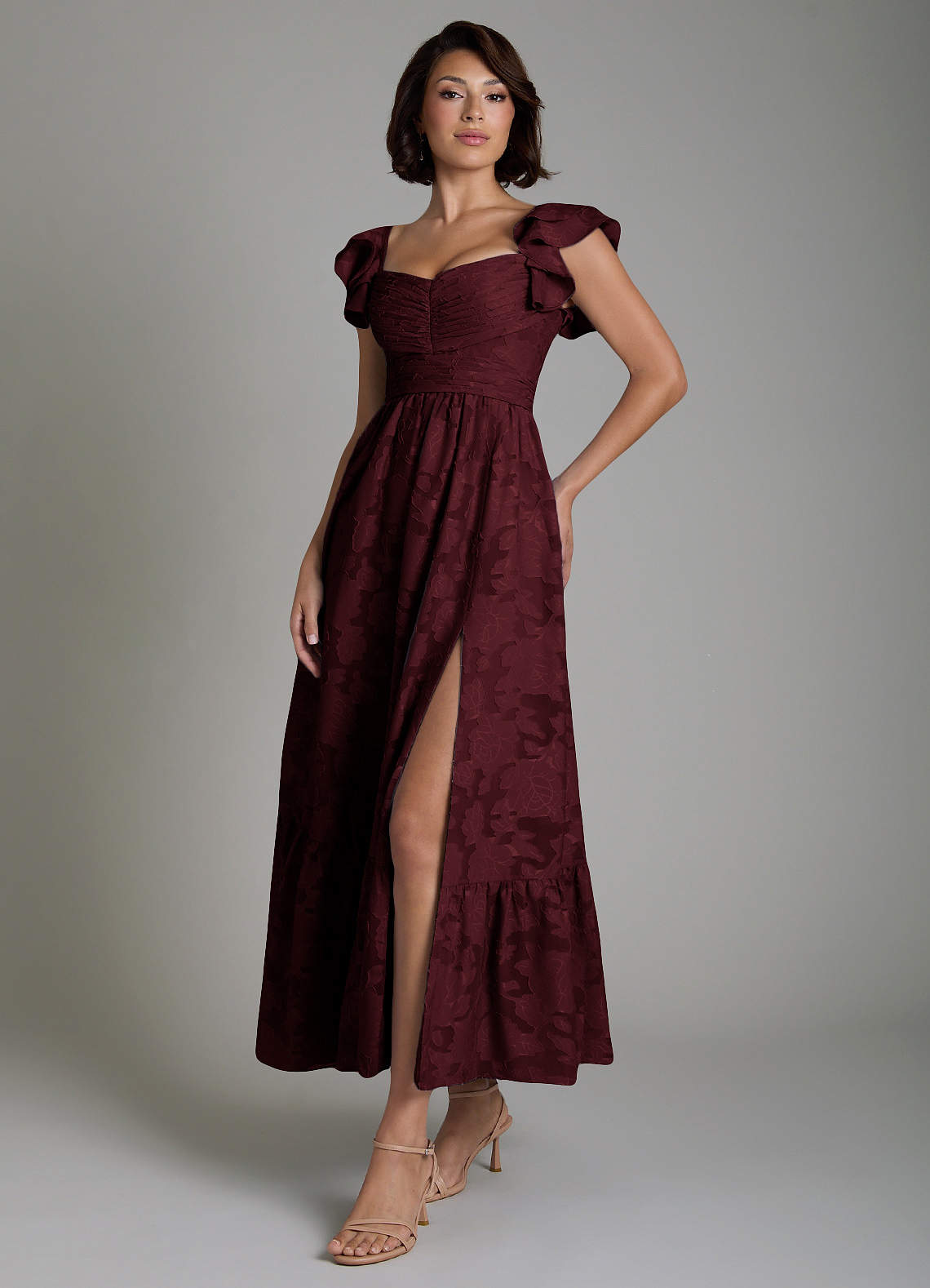 Anaya A-Line V-Neck Floral Burnout Bridesmaid Dress