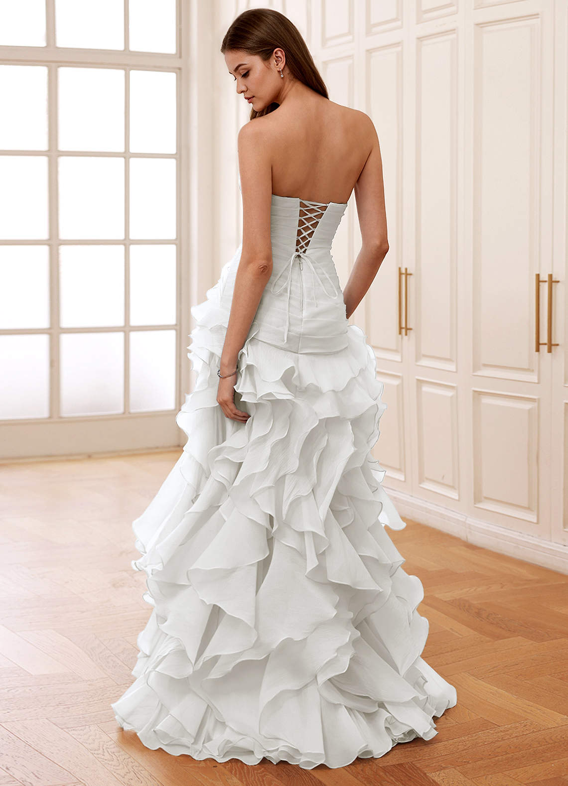 Christabelle Mermaid Sweetheart Chiffon Evening Dress in White