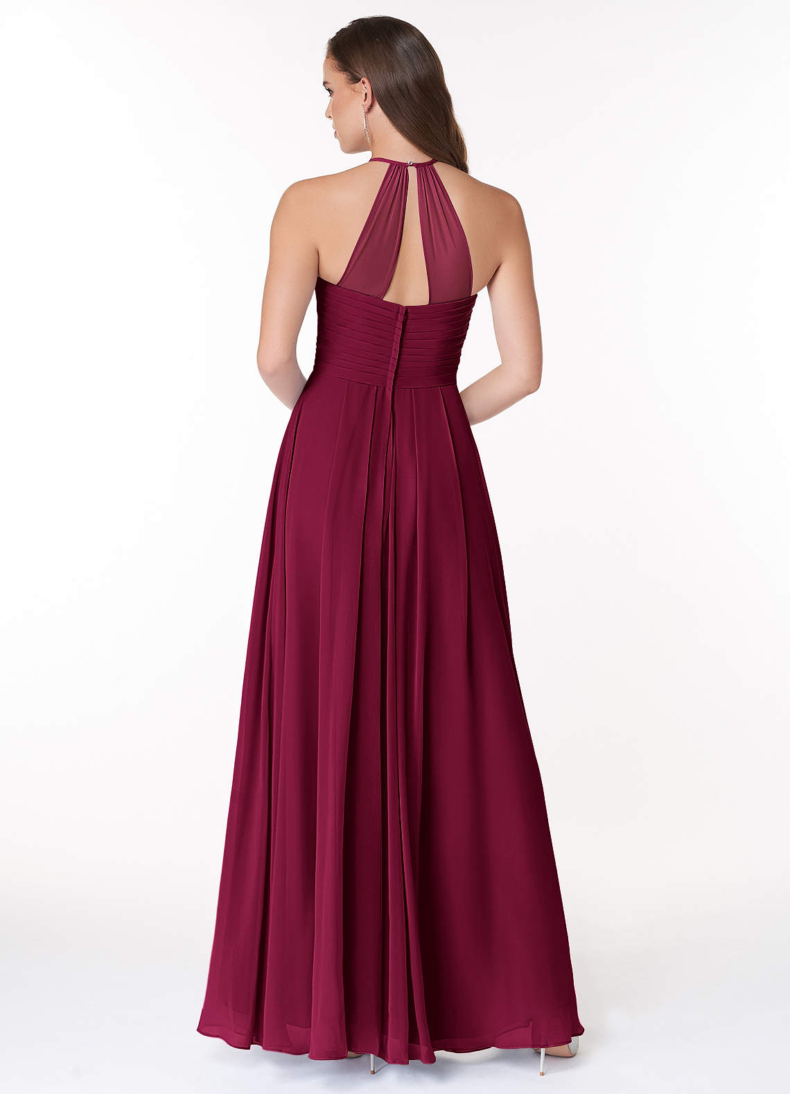 Ginger A-Line Halter Chiffon Bridesmaid Dress in Burgundy