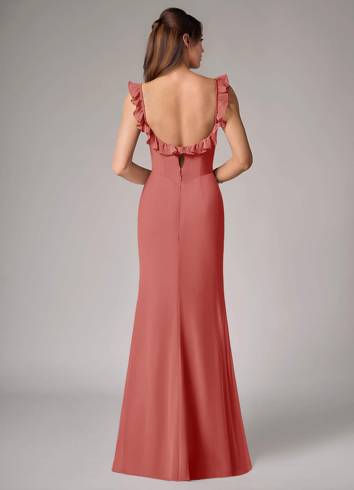 Callie Mermaid Scoop-Neck Chiffon Bridesmaid Dress in Antique Rose