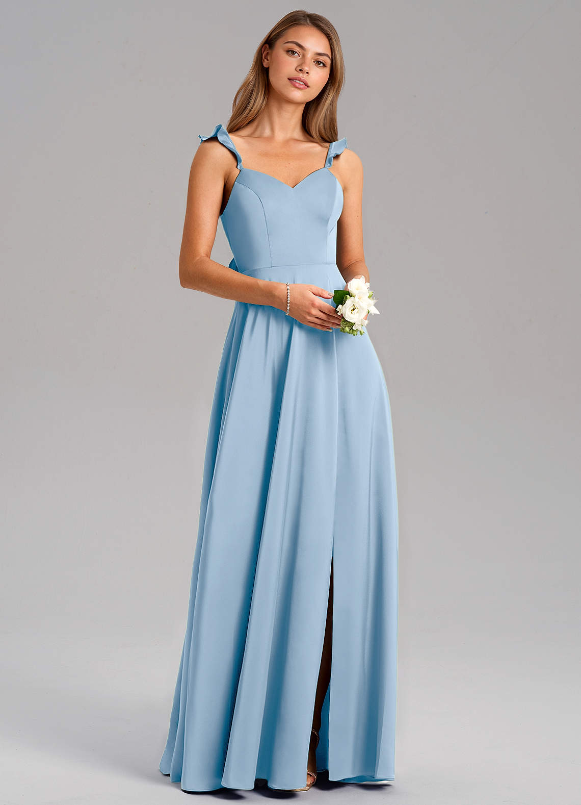 Everett A-Line V-Neck Chiffon Bridesmaid Dress in Powder Blue