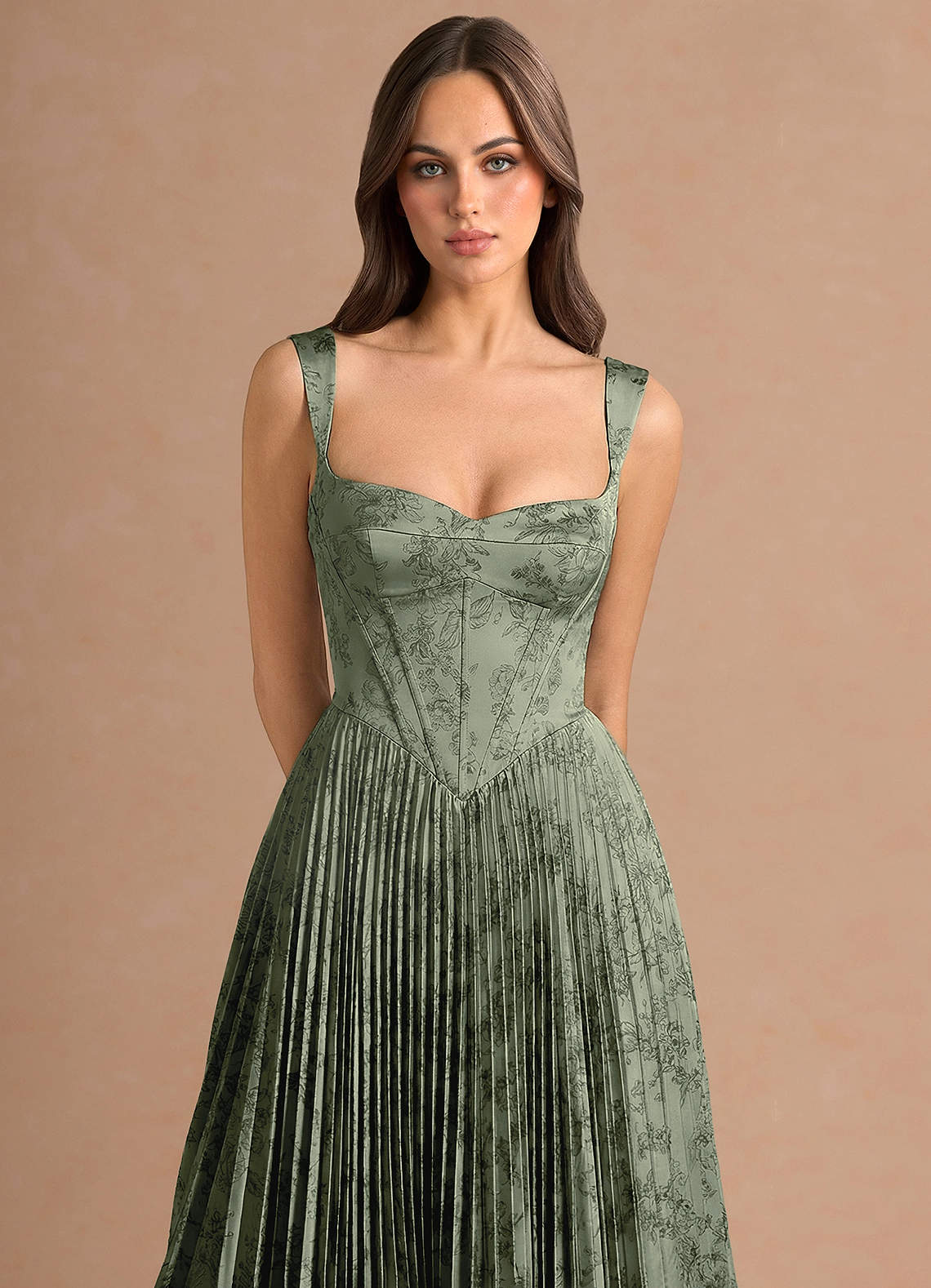 Isonelle A-Line Sweetheart Jacquard Wedding Guest Dress in Sage Blue