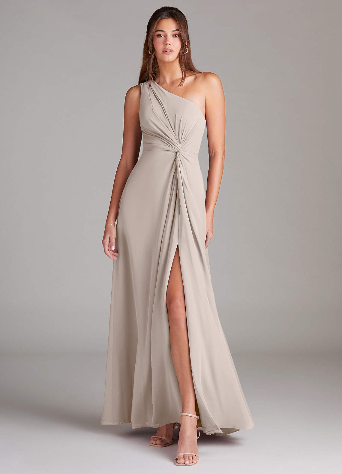 Brooke A-Line One-Shoulder Chiffon Bridesmaid Dress in Frost