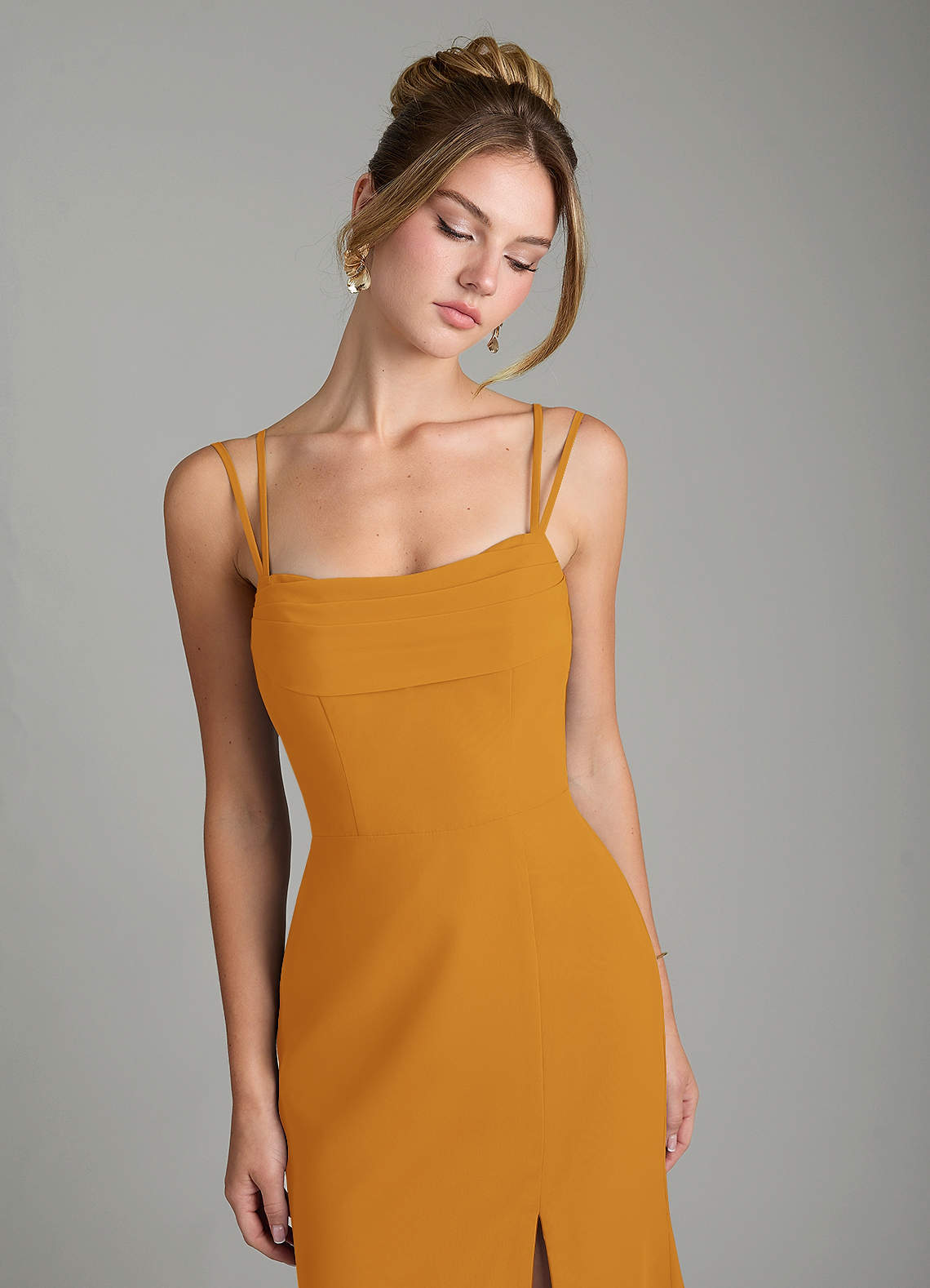 Egypt Sheath Sweetheart Chiffon Bridesmaid Dress in butterscotch