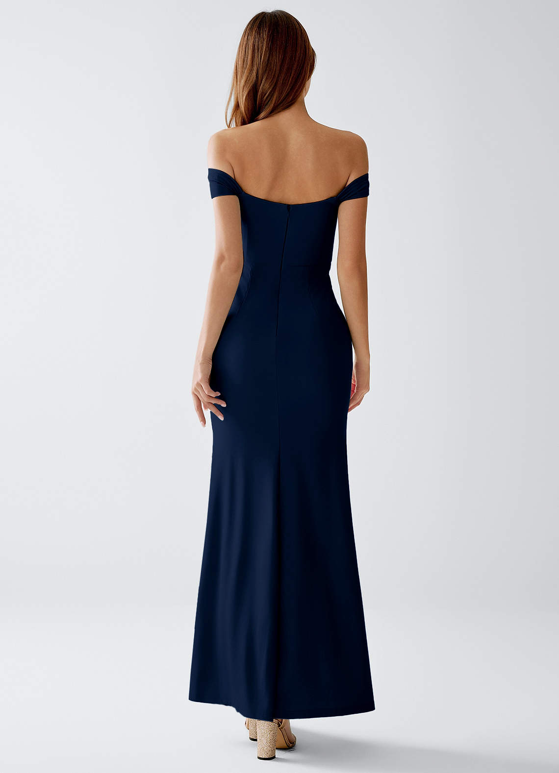 Crala Sheath Corset Stretch Knit Evening Dress in Dark Navy