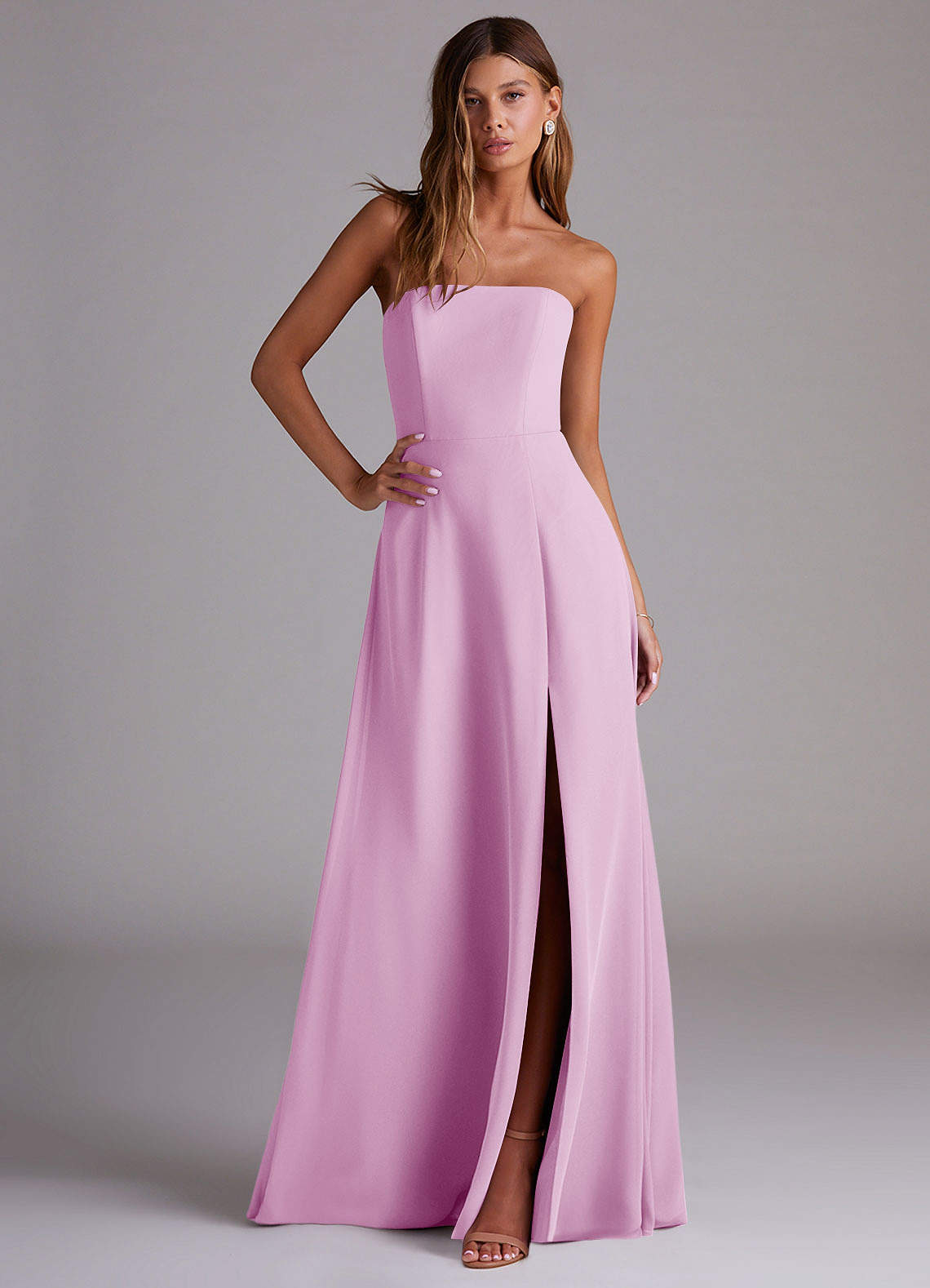 Wren A-Line Straight-Neck Chiffon Bridesmaid Dress in candy pink
