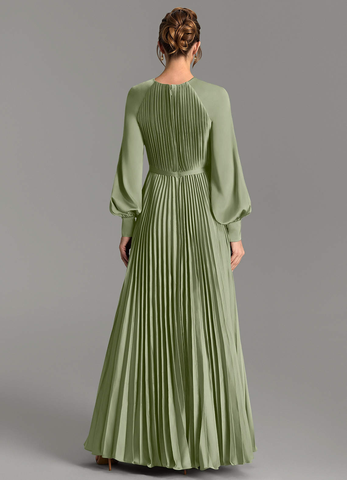 Grayson A-Line Scoop-Neck Stretch Satin Bridesmaid Dress in Pistachio