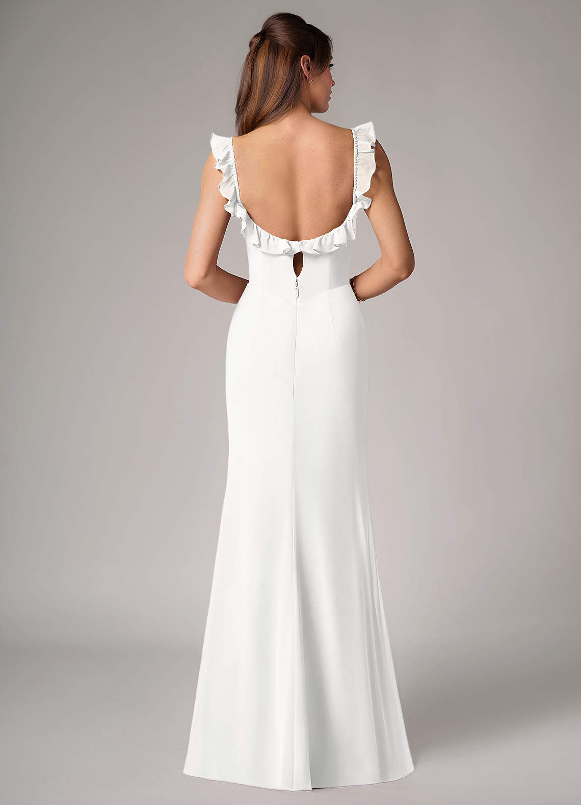 Callie Mermaid Scoop-Neck Chiffon Bridesmaid Dress in white