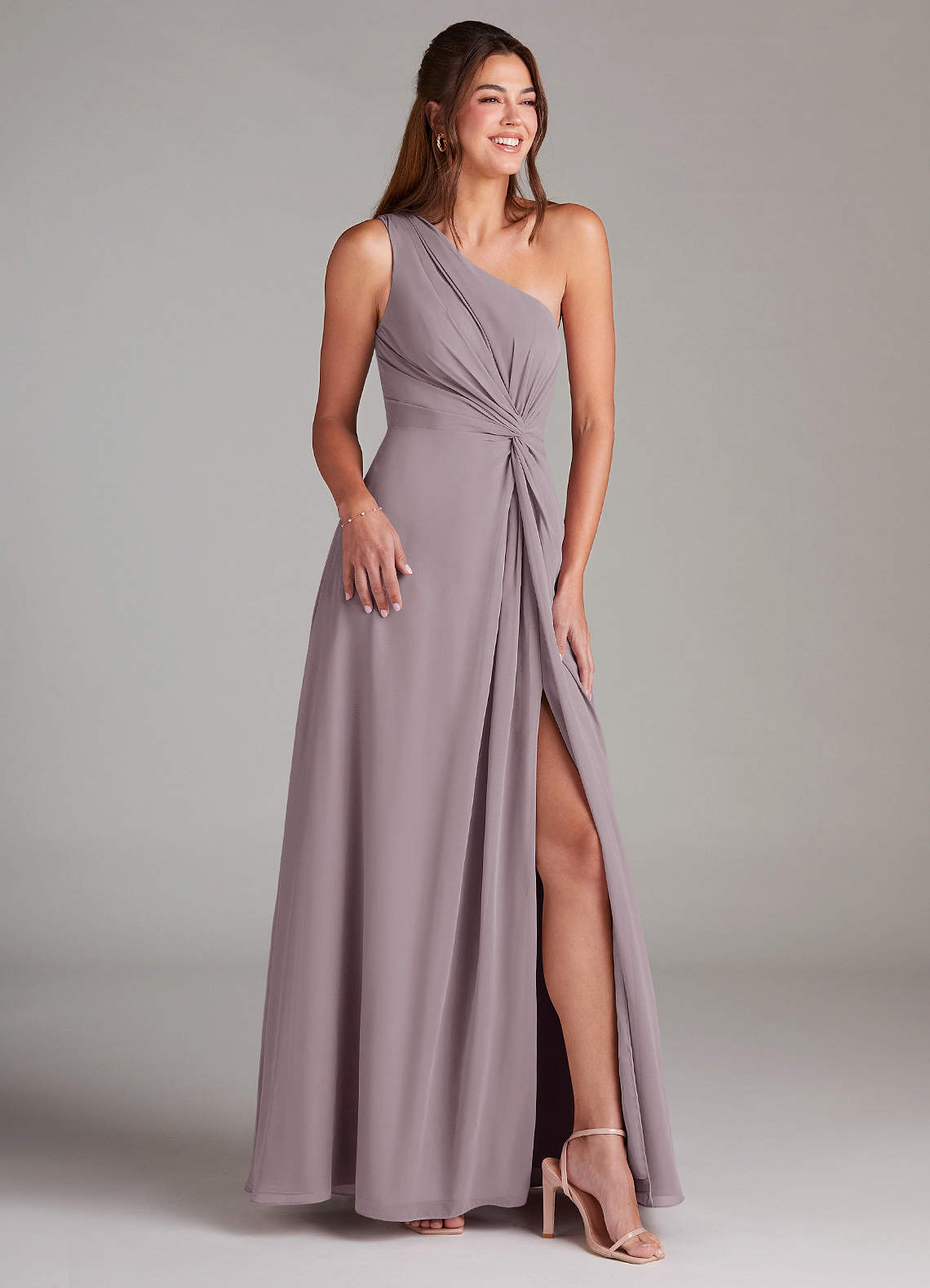 Brooke A-Line One-Shoulder Chiffon Bridesmaid Dress in Dusk