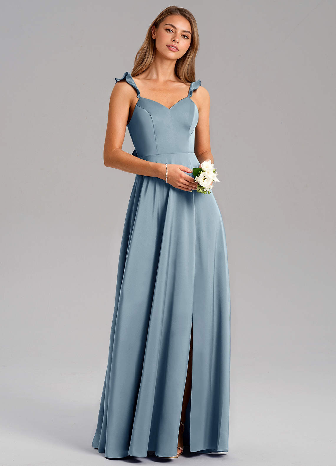 Everett A-Line V-Neck Chiffon Bridesmaid Dress in dusty blue